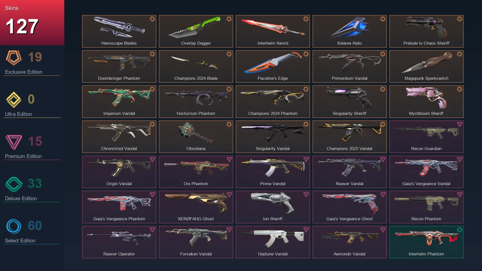 EU | Lv241 | Unranked | 127 Skin | 29 Agent | 124 Buddy
