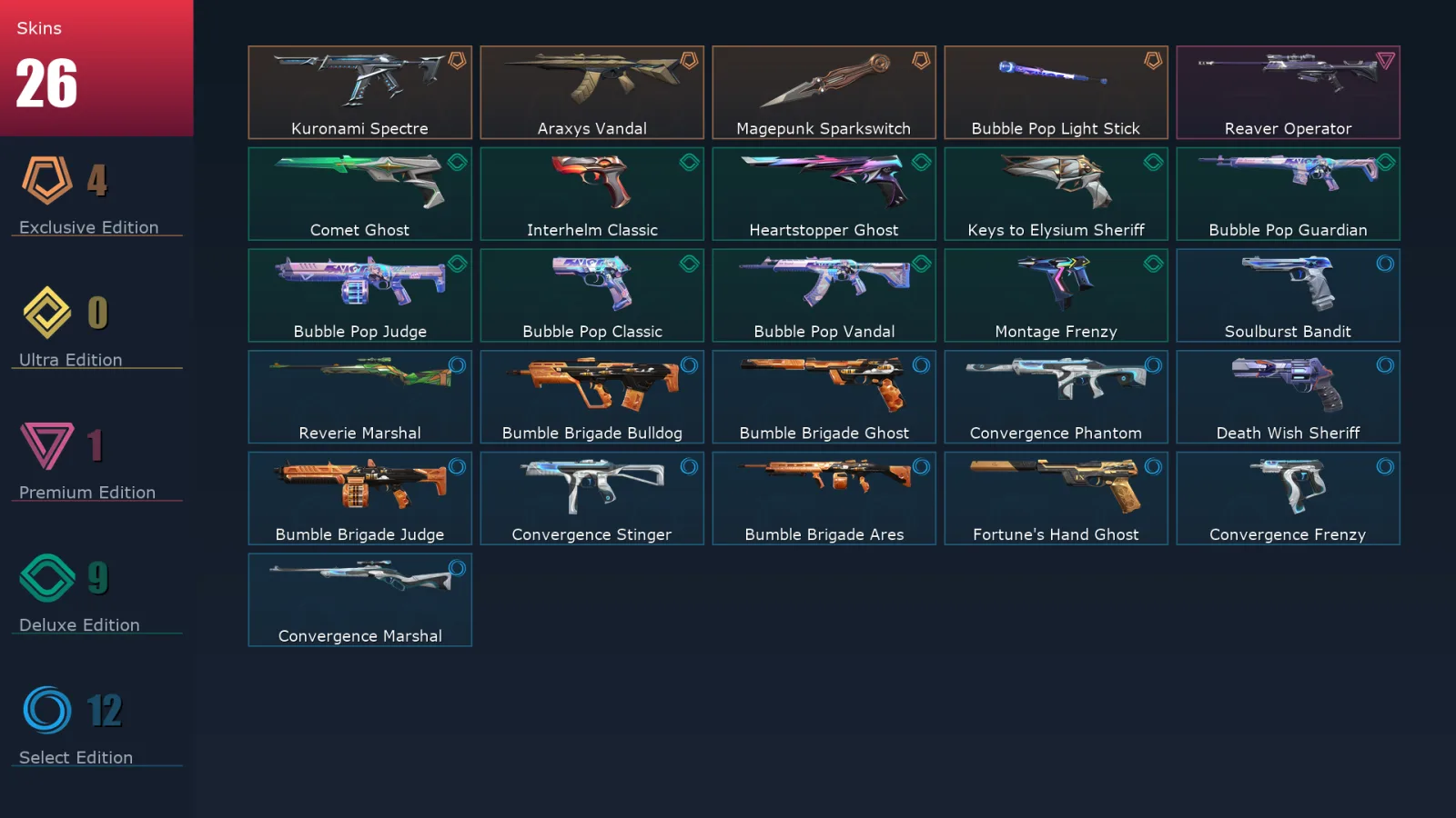 [Valorant] | EU | Level 141 | Bronze 1 | 28 Agents | 26 Skins