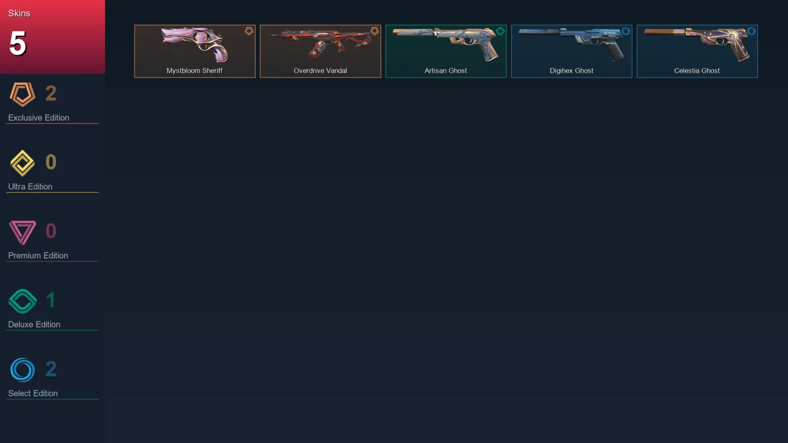 AP | Lv124 | Unranked | 5 Skin | 27 Agent | 56 Buddy