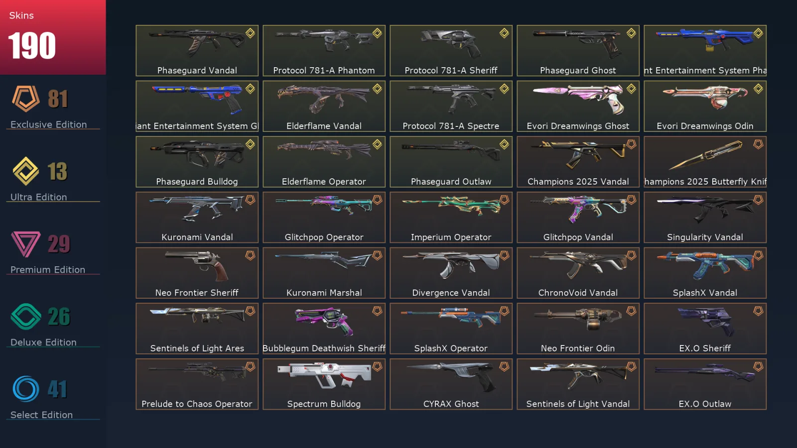 [Valorant] | EU | Level 94 | Iron 3 | 28 Agents | 190 Skins