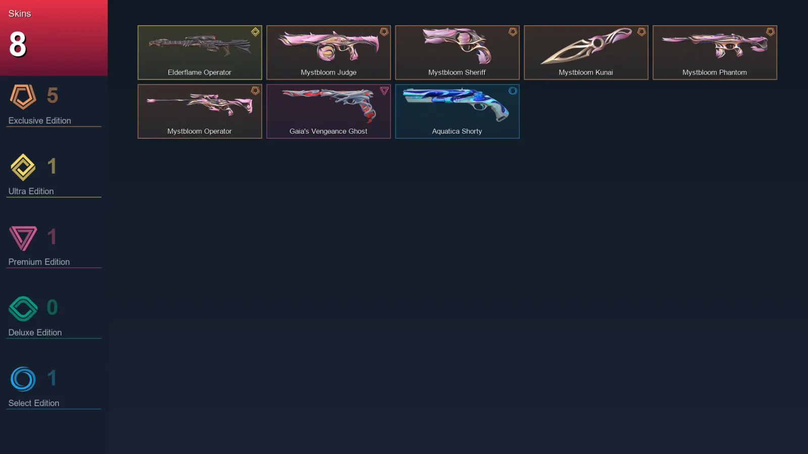 EU | Mystbloom Judge | Mystbloom Sheriff | Mystbloom Kunai | Mystbloom Phantom | 8 Skin | 5 Agent | 2 Buddy | Lv5