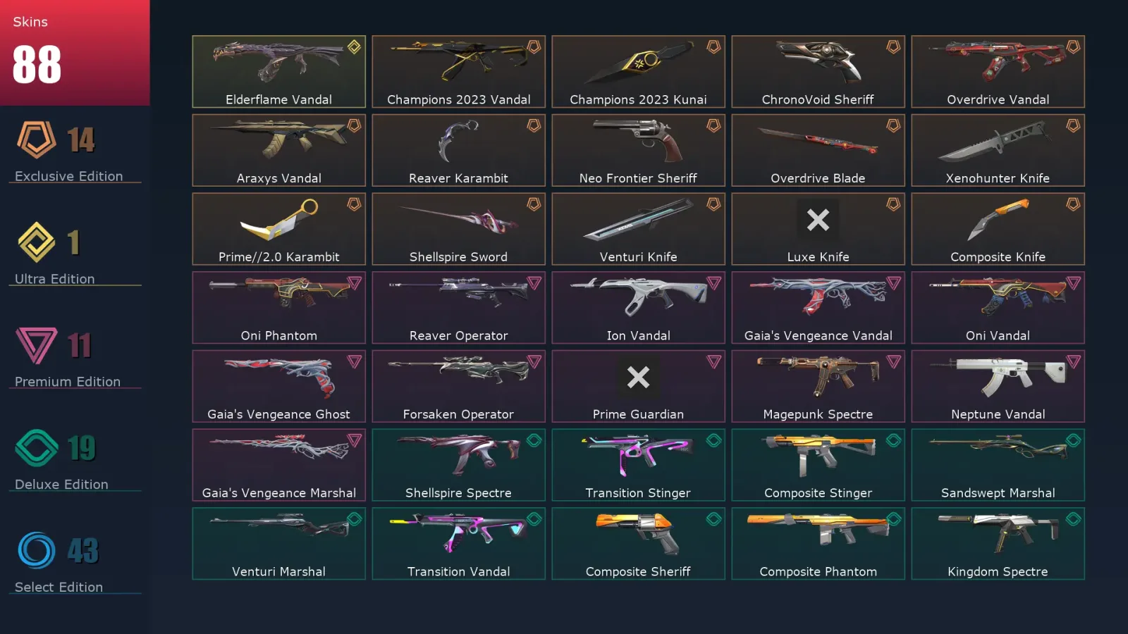 [Valorant] | EU | Level 178 | 28 Agents | 88 Skins — Valorant account