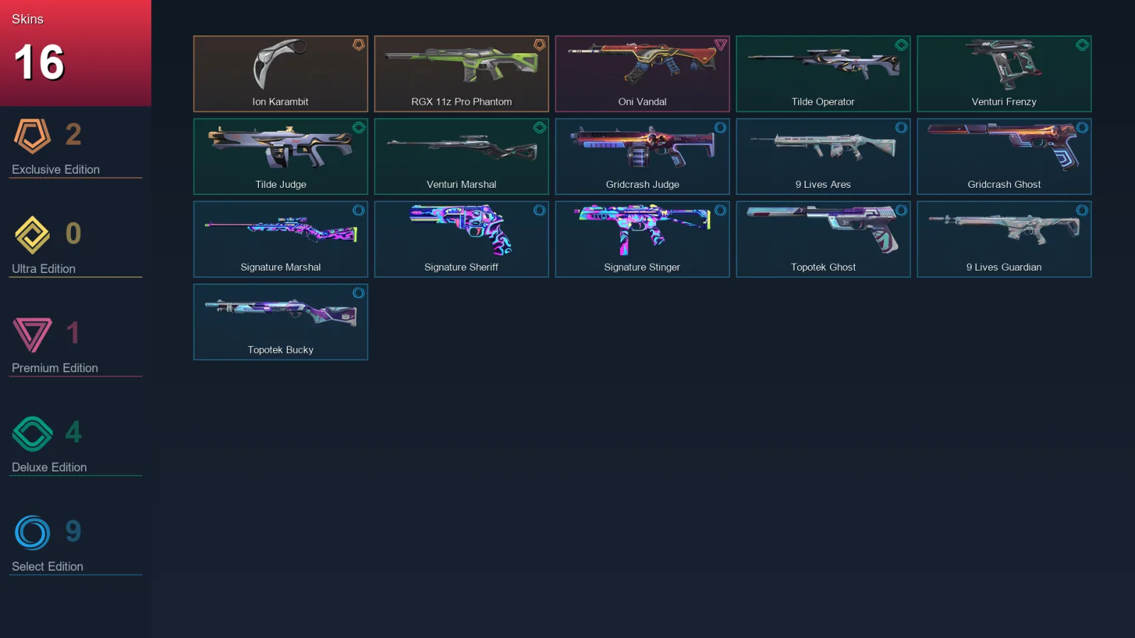 AP | Lv41 | Unranked | 16 Skin | 16 Agent | 19 Buddy