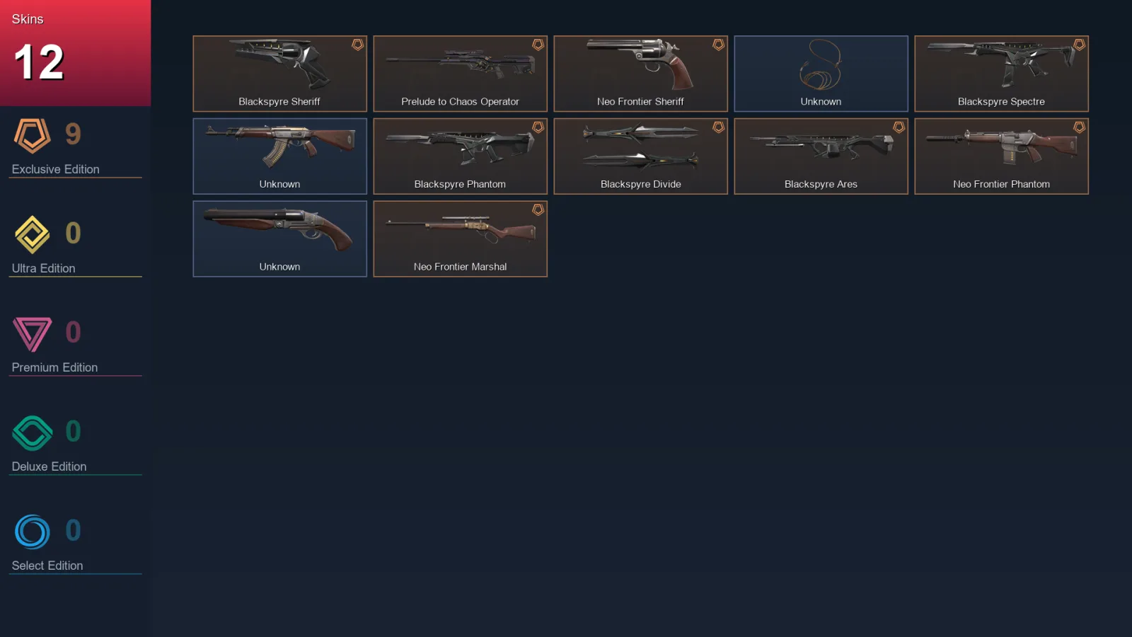 EU | Lv1 | Unranked | 12 Skin | 5 Agent | 2 Buddy