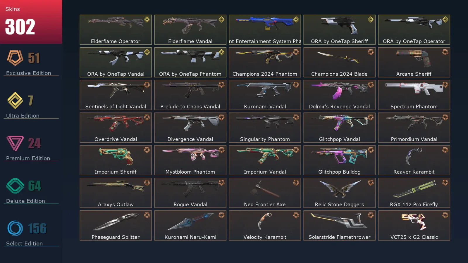 [Valorant] | EU | Level 500 | Ascendant 1 | 29 Agents | 302 Skins