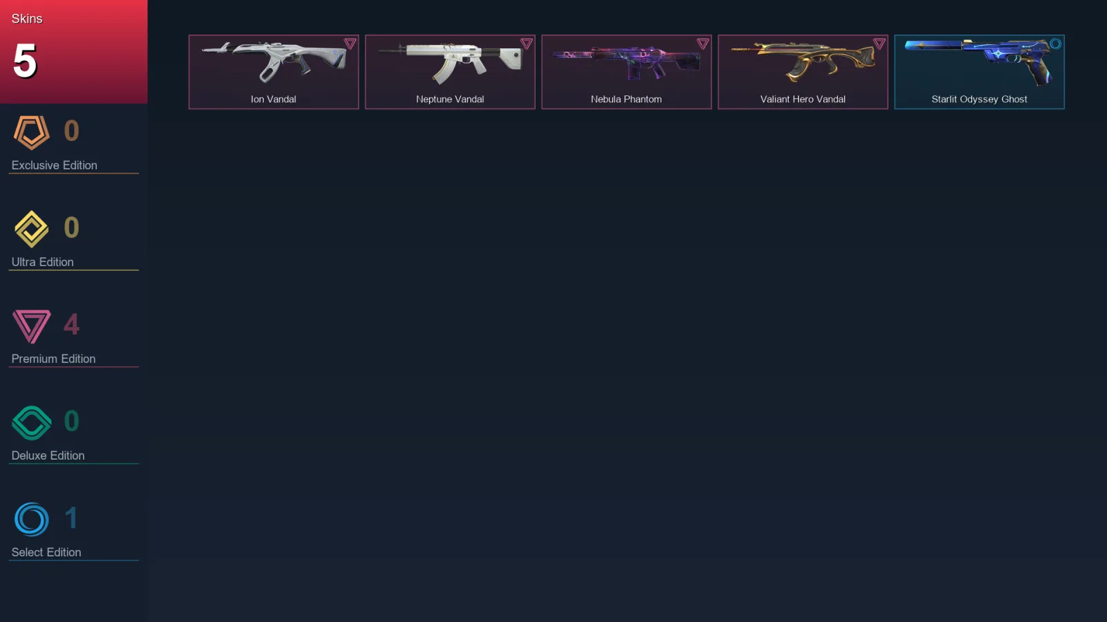 AP | Lv68 | Unranked | 5 Skin | 17 Agent | 42 Buddy