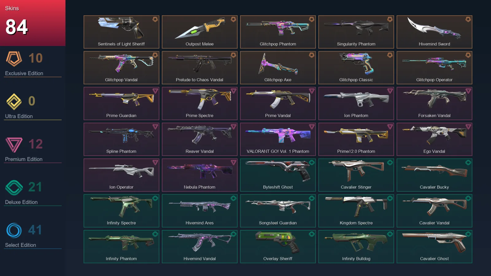 AP | Lv292 | Unranked | 84 Skin | 27 Agent | 143 Buddy