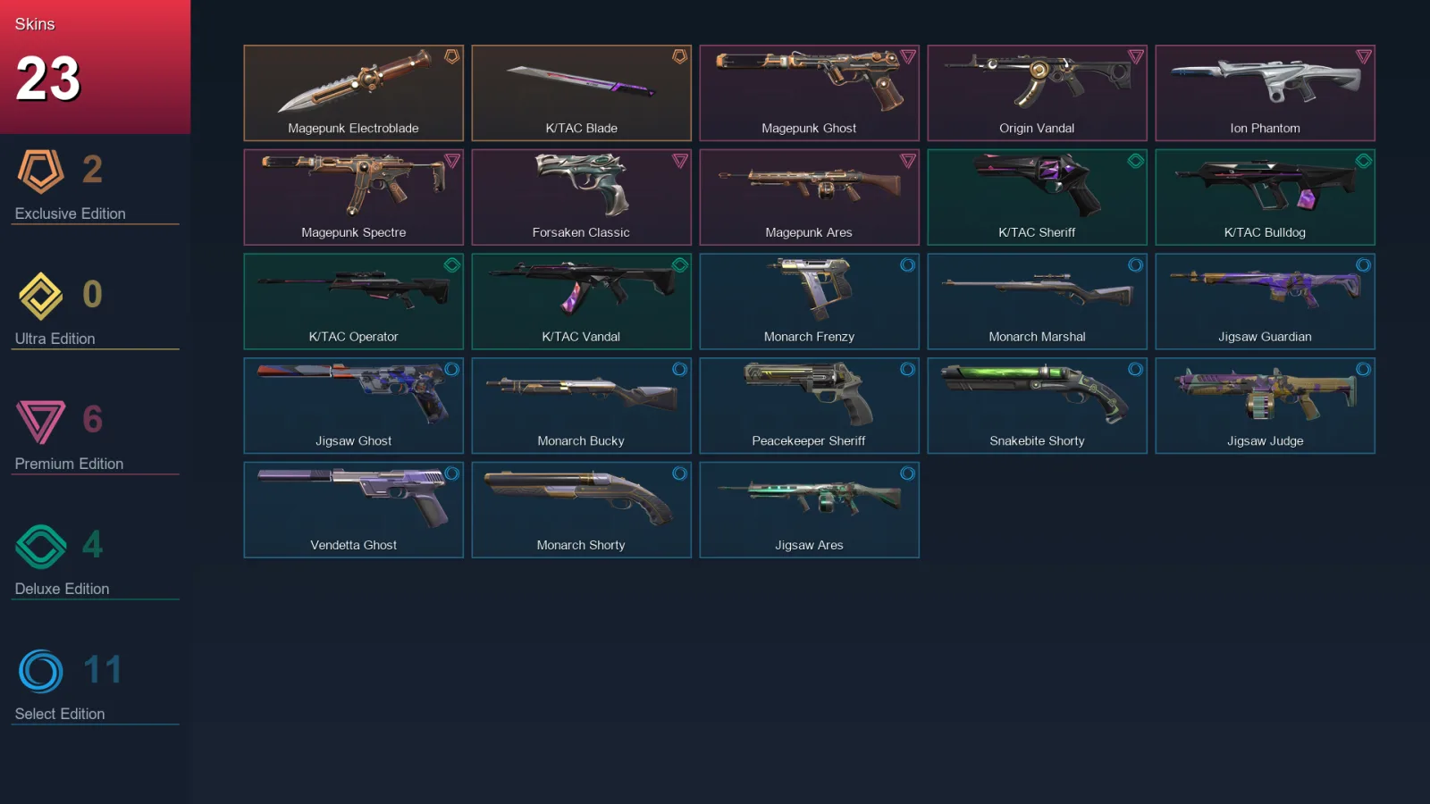NA | Lv97 | Unranked | 23 Skin | 8 Agent | 28 Buddy