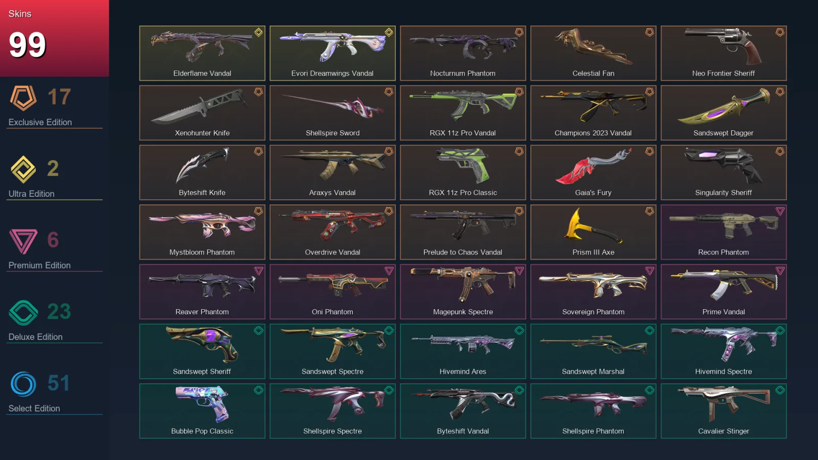 AP | Lv257 | Unranked | 99 Skin | 27 Agent | 124 Buddy — Valorant account