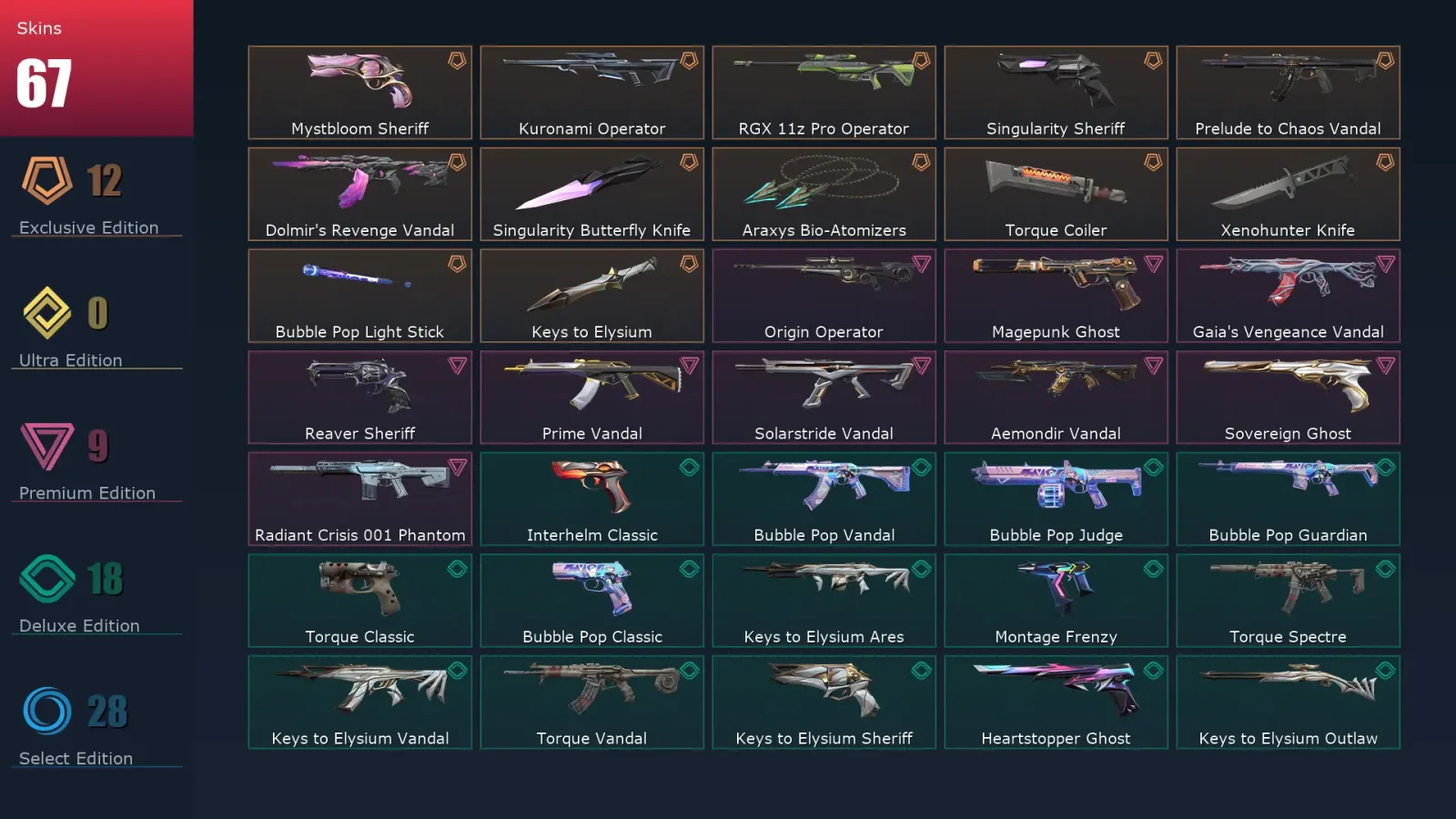 [Valorant] | EU | Level 321 | Ascendant 1 | 29 Agents | 67 Skins