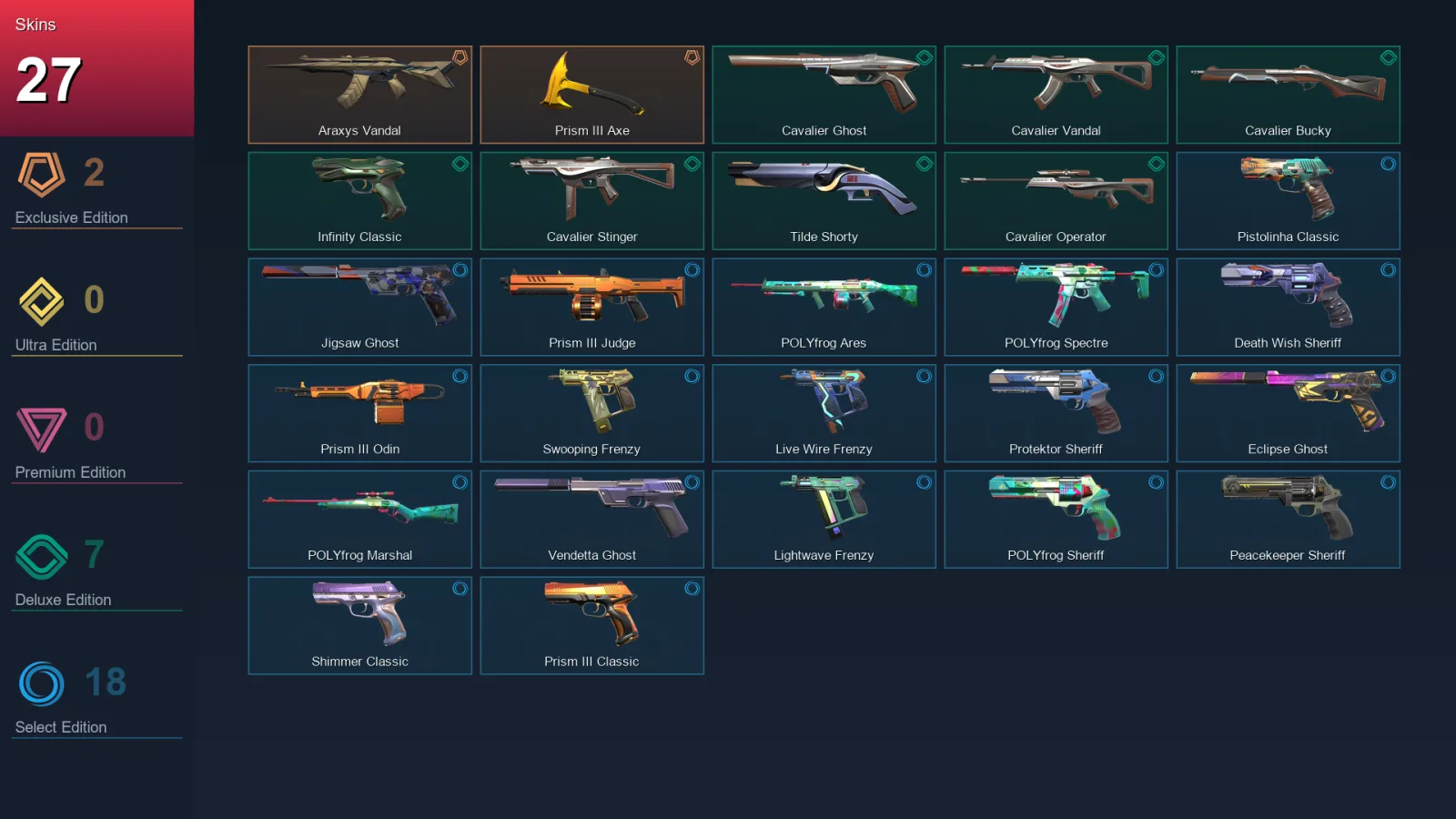 EU | Lv168 | Unranked | 27 Skin | 27 Agent | 79 Buddy