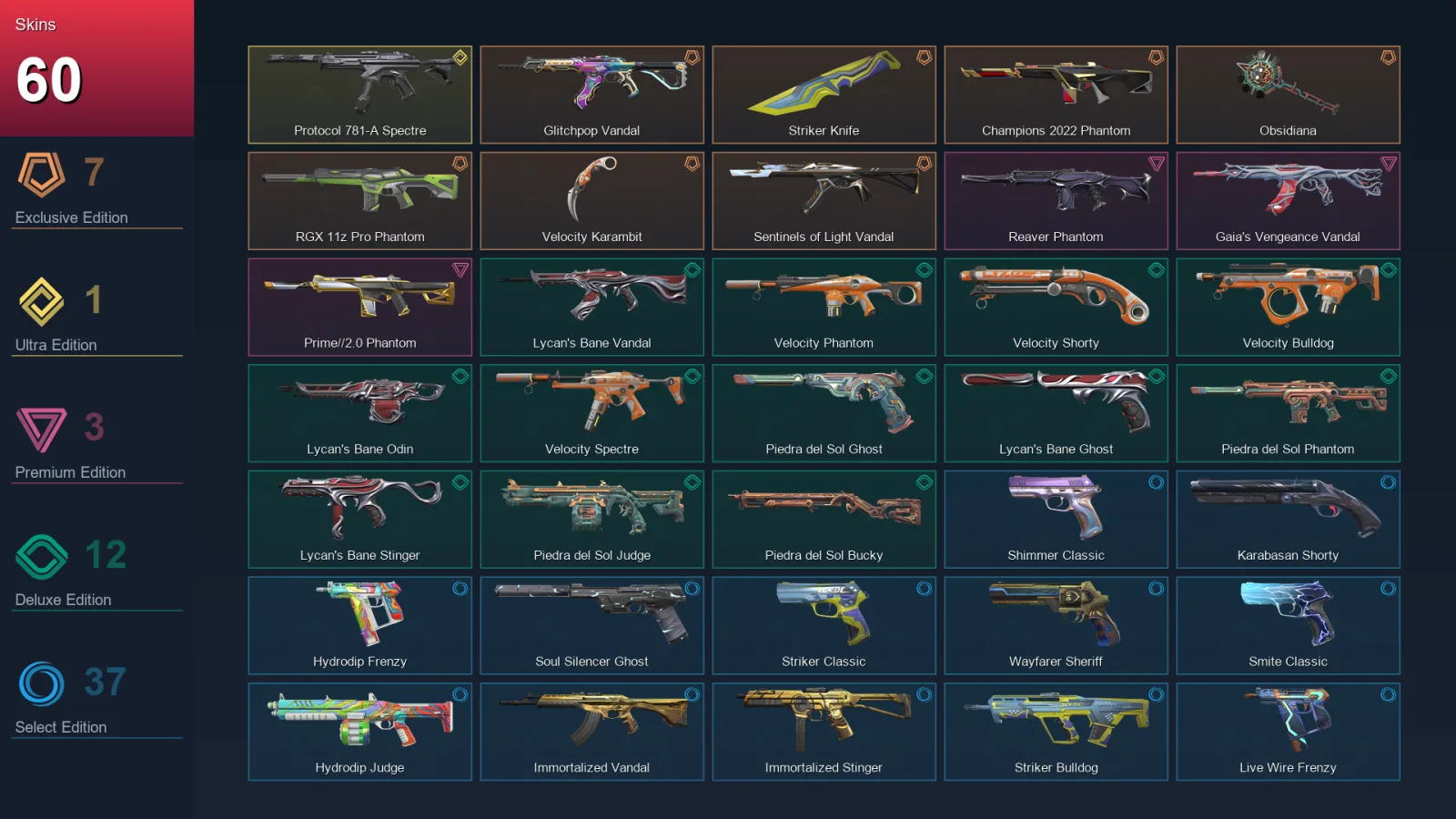 LA | Lv208 | Unranked | 60 Skin | 27 Agent | 114 Buddy — Valorant account