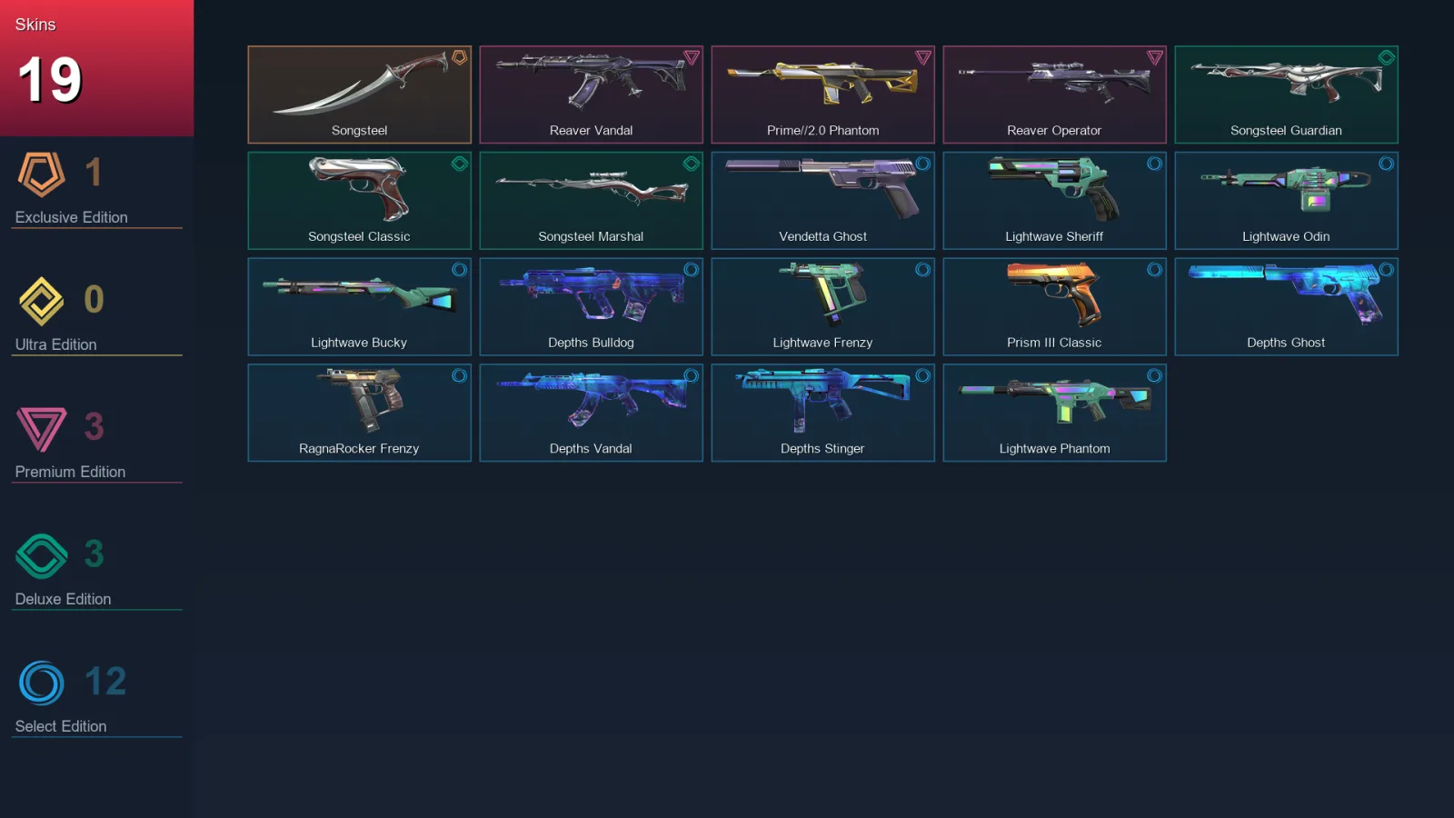 EU | Songsteel | Reaver Vandal | Prime//2.0 Phantom | Reaver Operator | 19 Skin | 15 Agent | 22 Buddy | Lv45