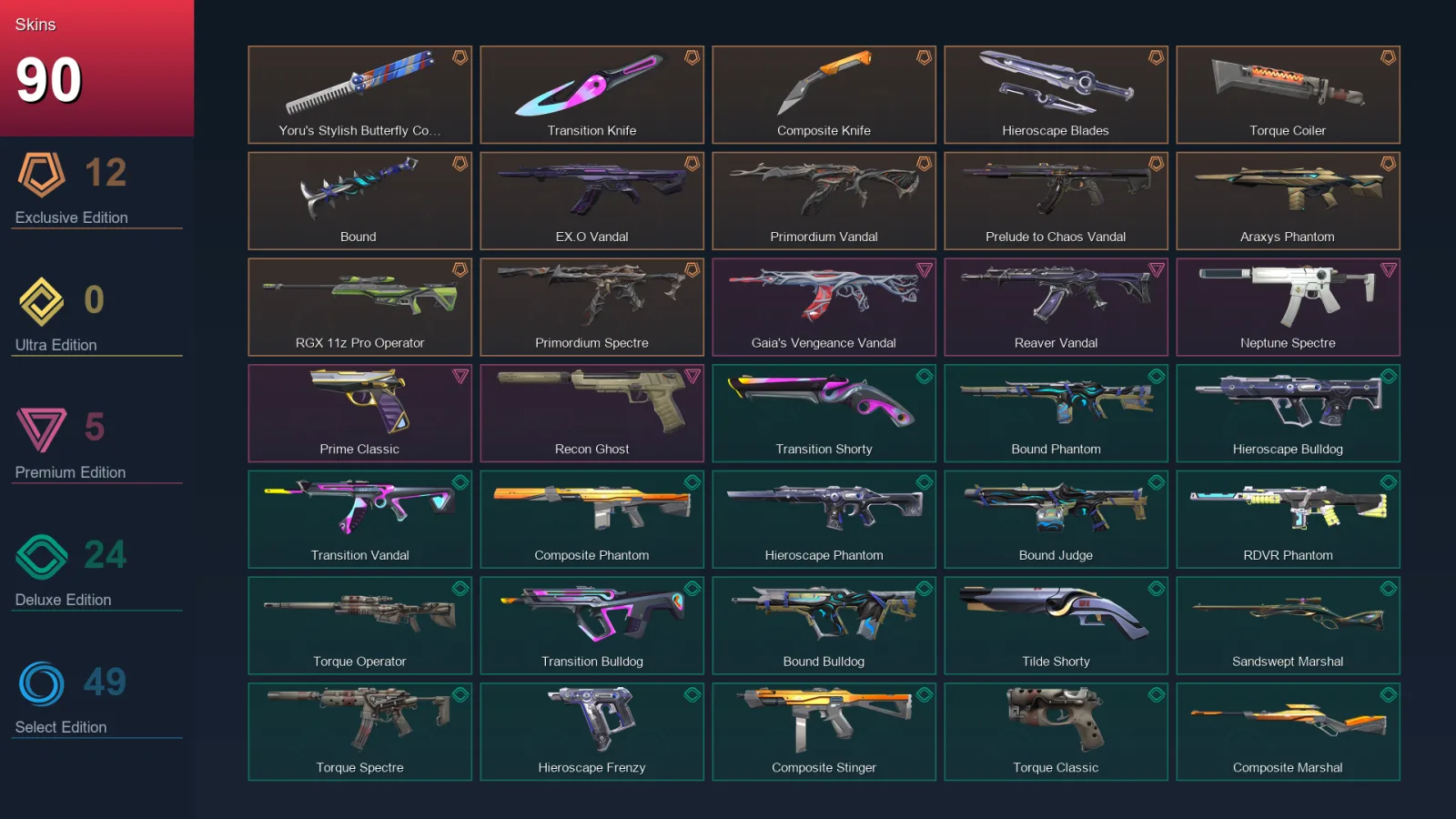 LA | Lv161 | Unranked | 90 Skin | 25 Agent | 93 Buddy — Unranked / Smurf Valorant
