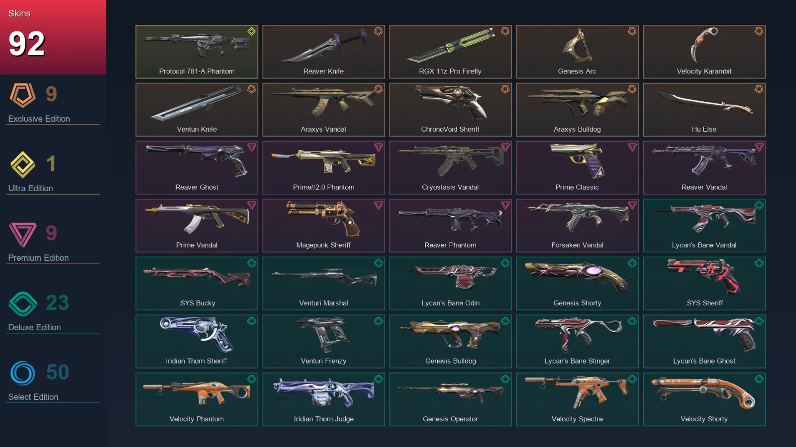 EU | Lv144 | Unranked | 92 Skin | 28 Agent | 96 Buddy — Valorant account