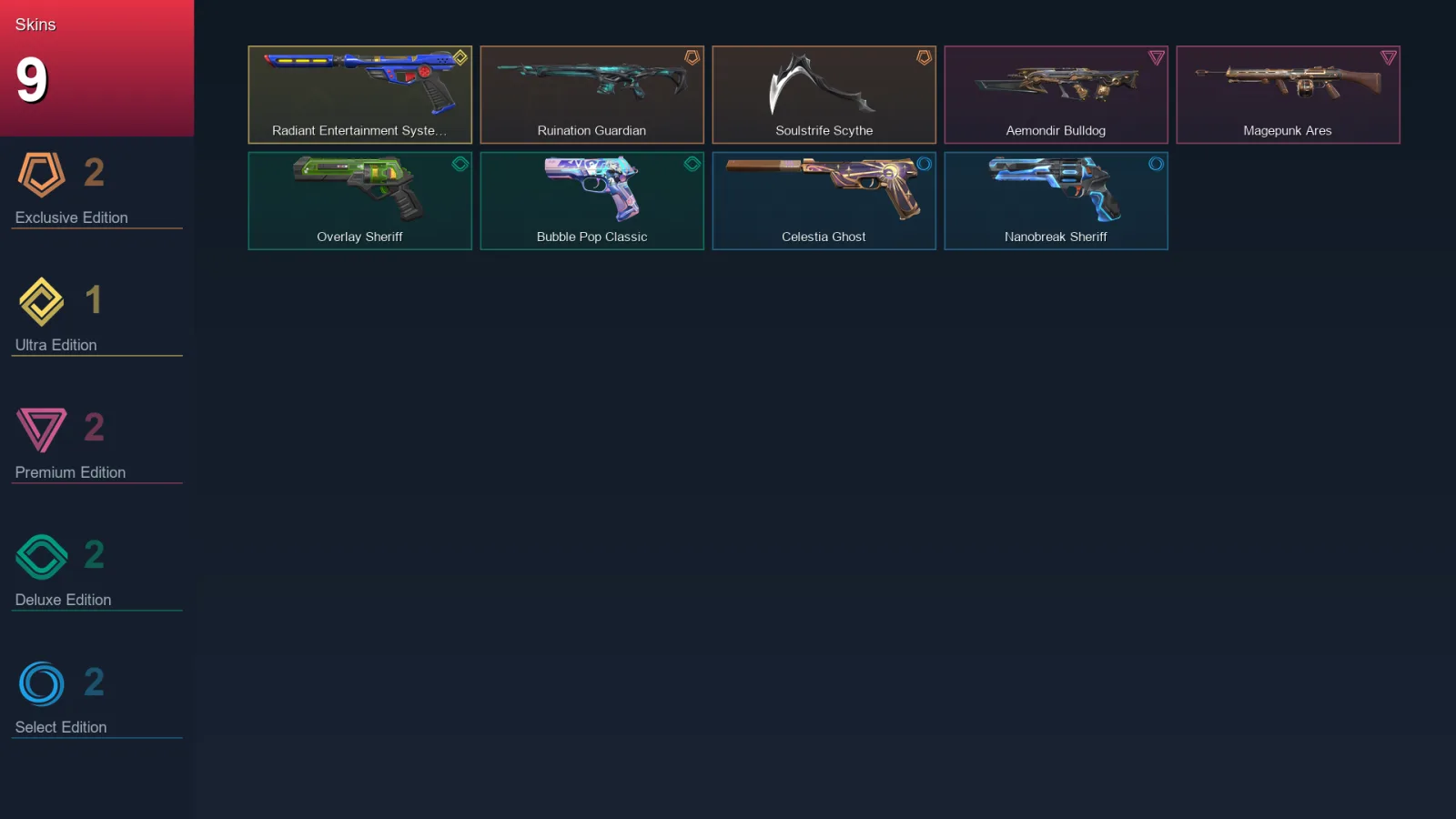 NA | Lv97 | Unranked | 9 Skin | 28 Agent | 33 Buddy
