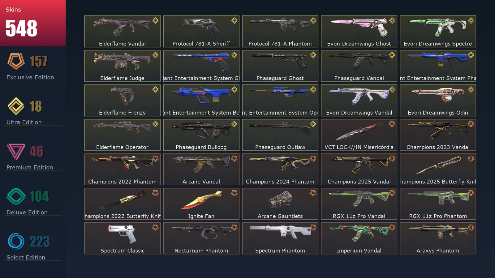 [Valorant] | EU | Level 464 | Ascendant 3 | 29 Agents | 548 Skins