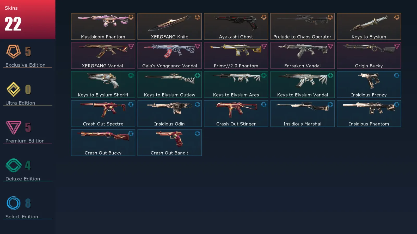 [Valorant] | EU | Level 29 | Bronze 3 | 11 Agents | 22 Skins