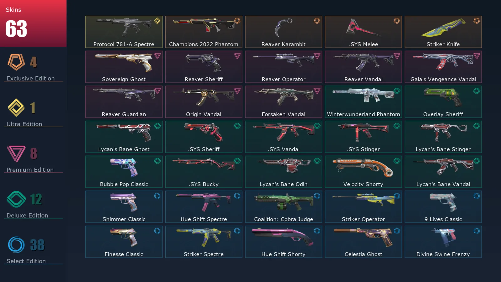 [Valorant] | EU | Level 312 | 28 Agents | 63 Skins
