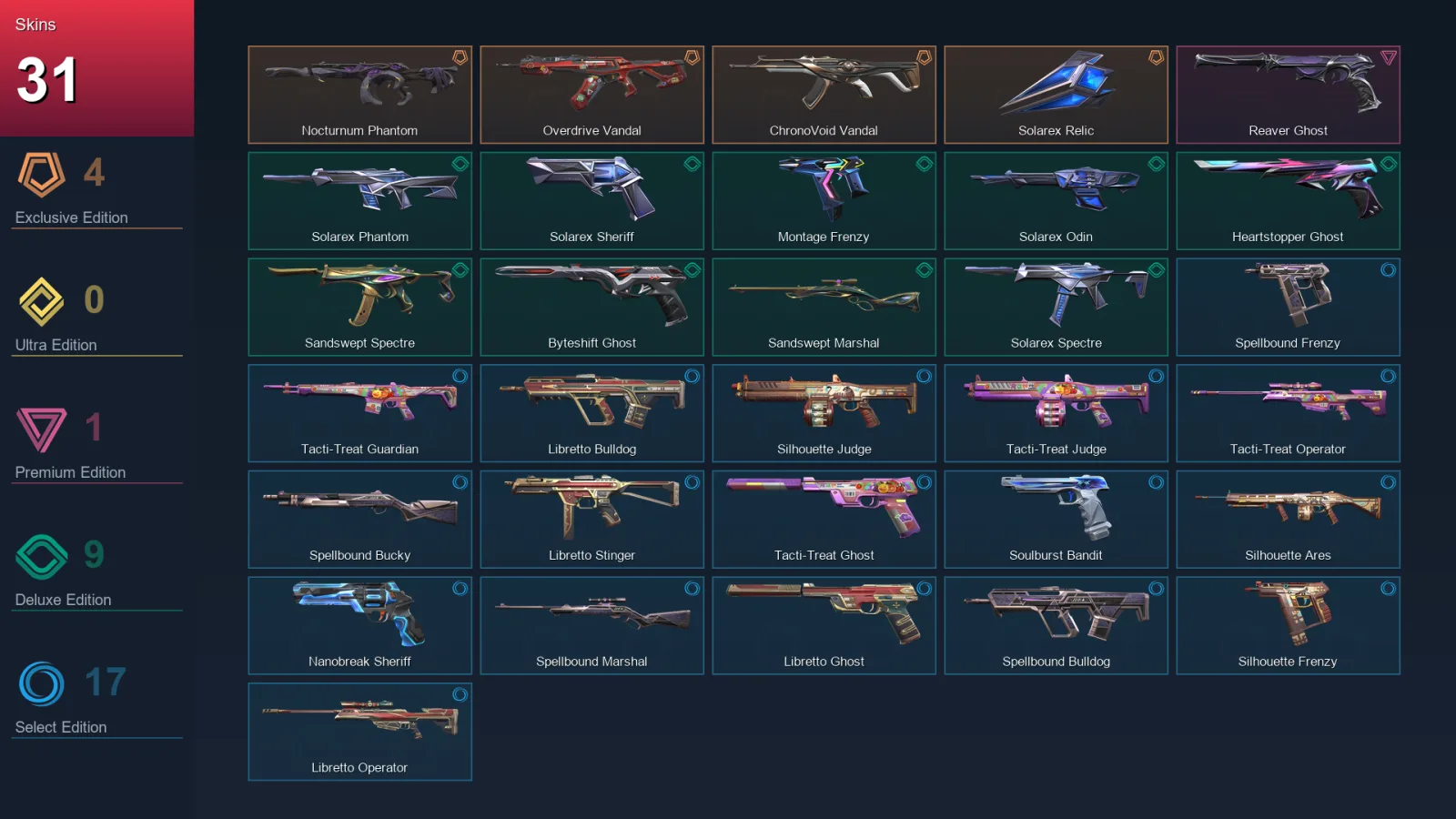 EU | Lv134 | Unranked | 31 Skin | 29 Agent | 50 Buddy