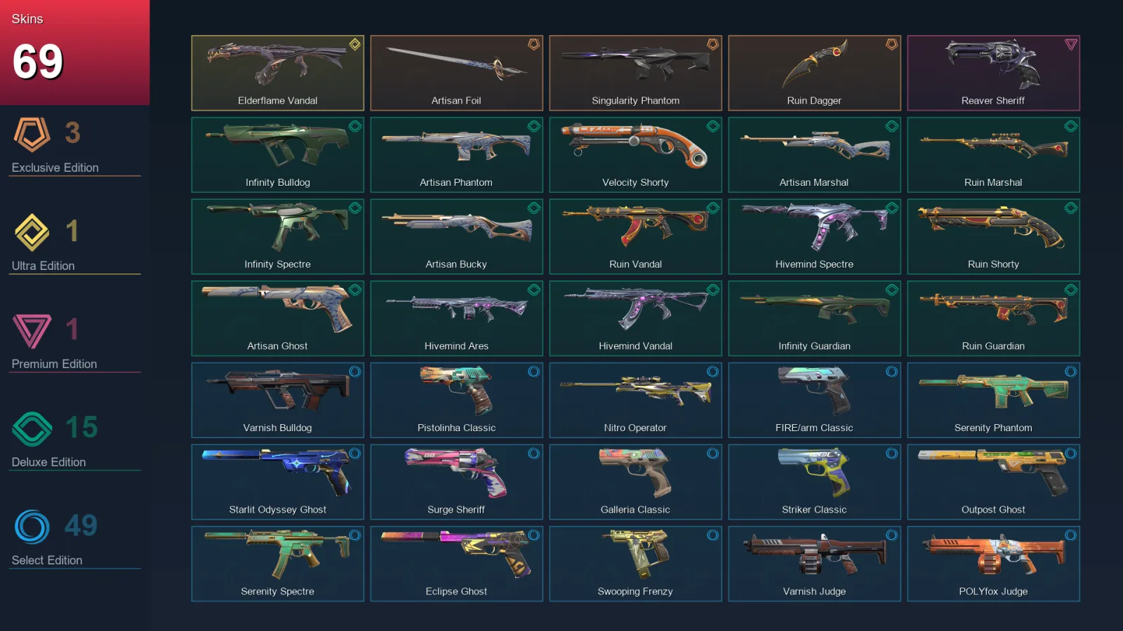 EU | Lv230 | Unranked | 69 Skin | 22 Agent | 109 Buddy