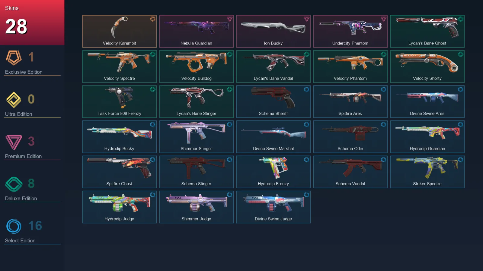 NA | Lv57 | Unranked | 28 Skin | 18 Agent | 29 Buddy — Valorant account