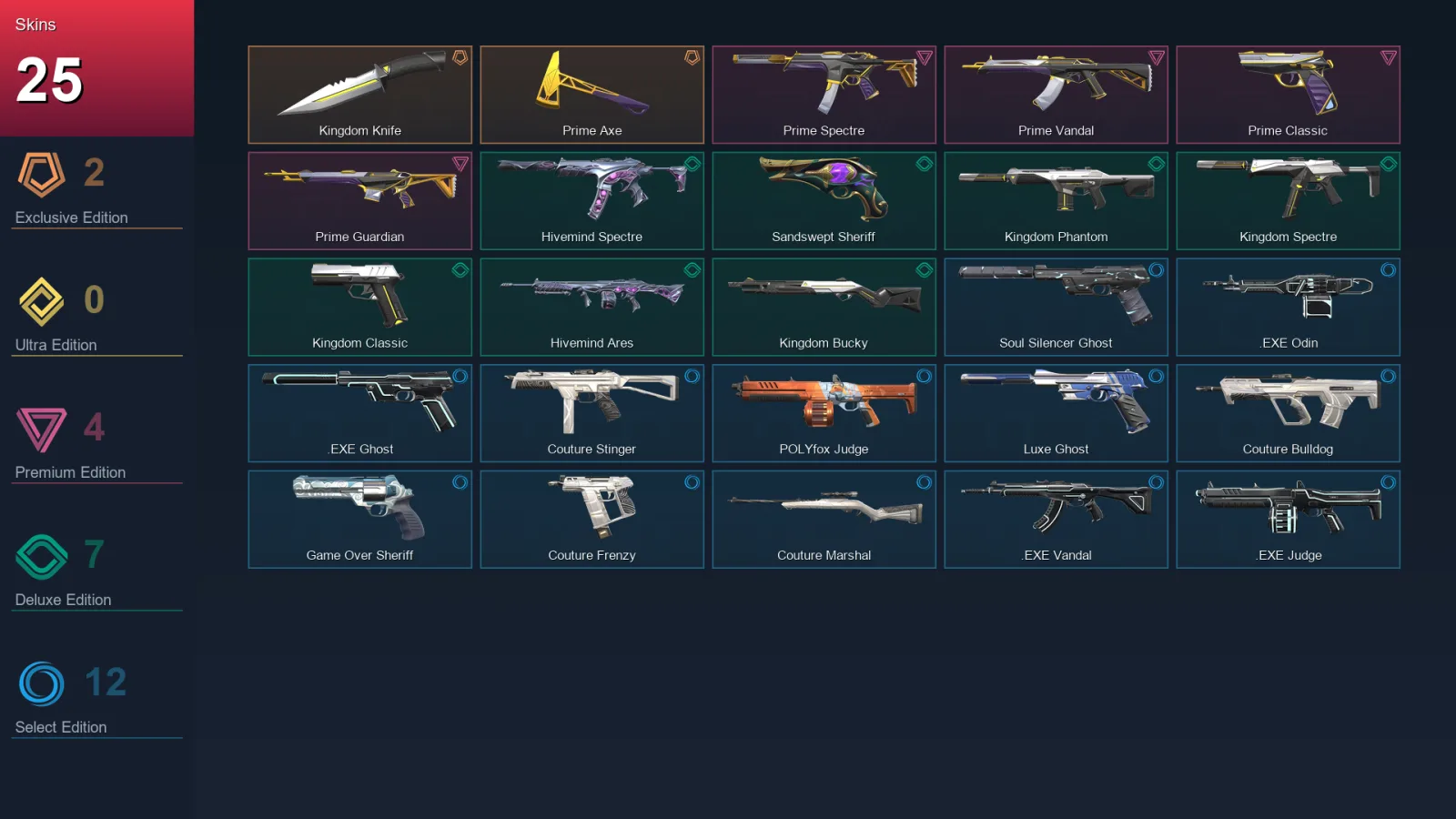 NA | Lv56 | Unranked | 25 Skin | 15 Agent | 37 Buddy