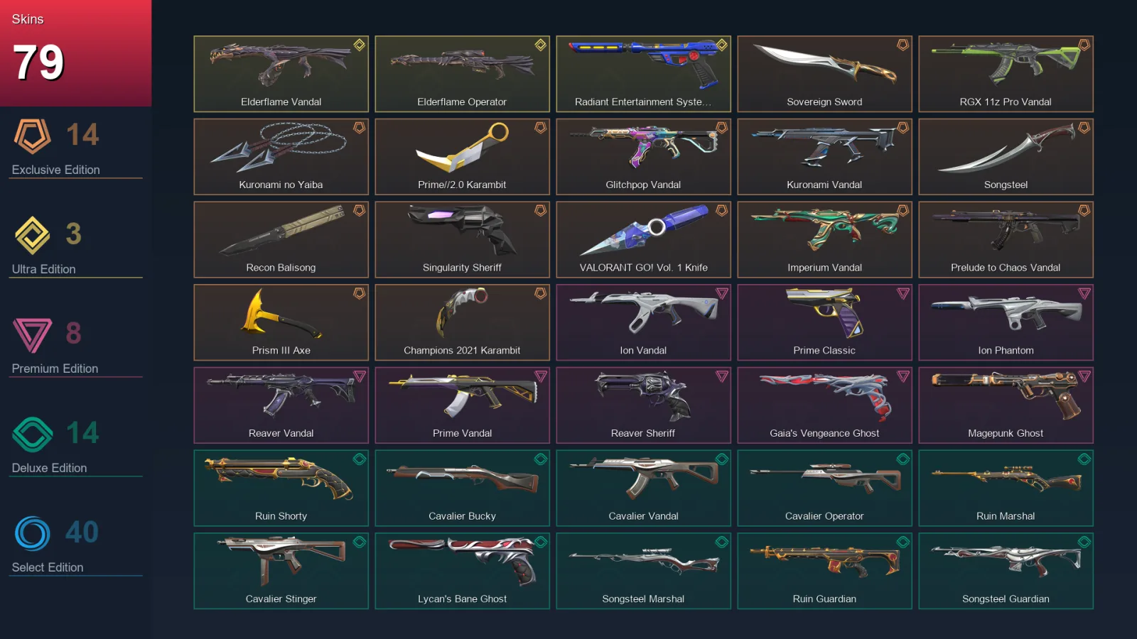 EU | Lv238 | Unranked | 79 Skin | 29 Agent | 111 Buddy