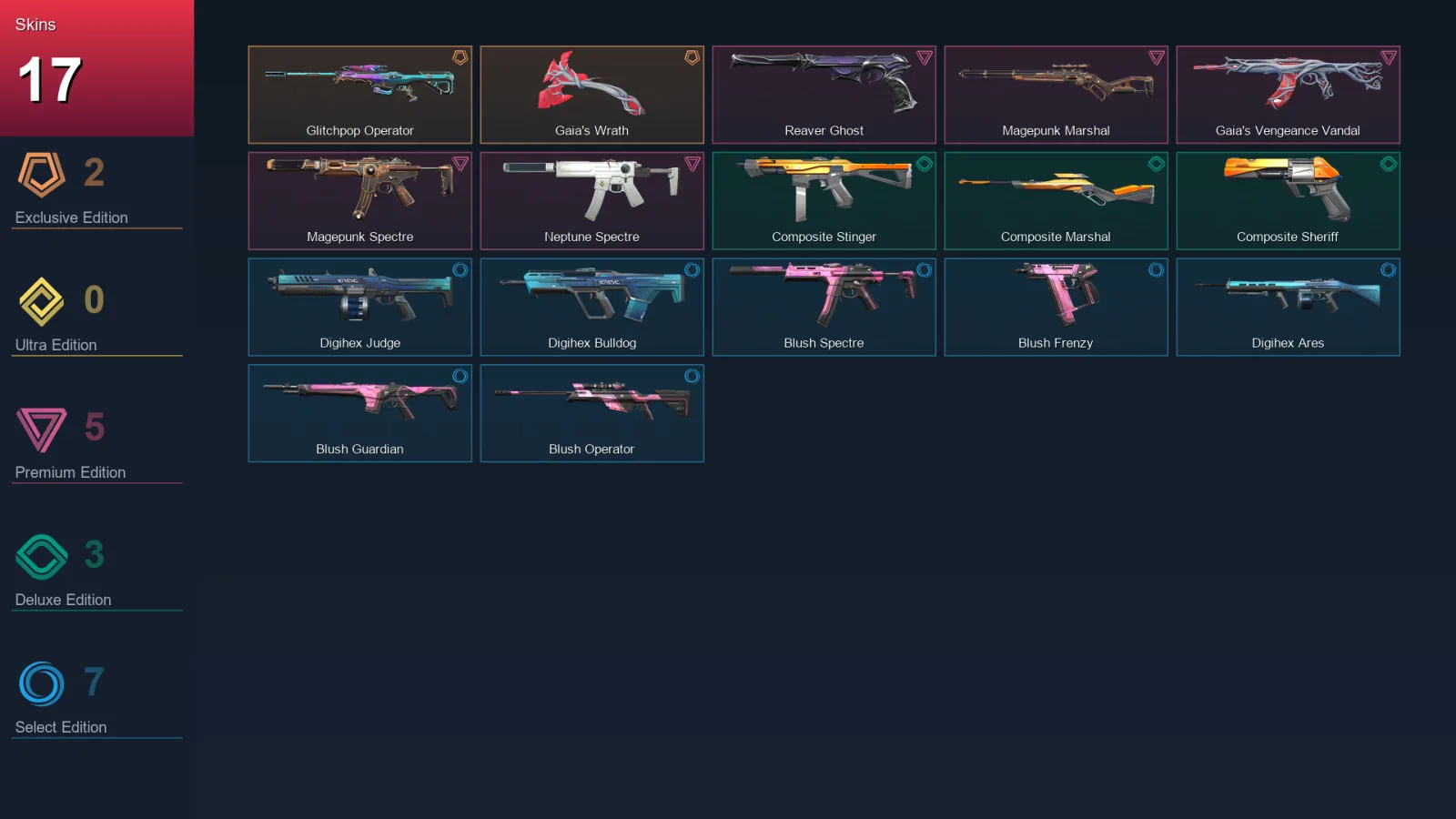 NA | Lv26 | Unranked | 17 Skin | 10 Agent | 12 Buddy
