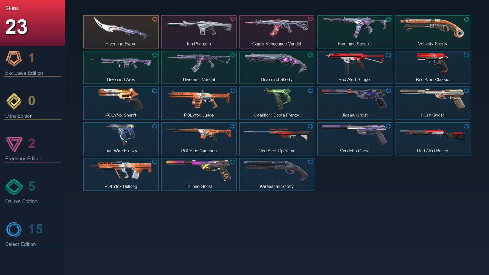 AP | Lv138 | Unranked | 23 Skin | 27 Agent | 77 Buddy — Ion Phantom