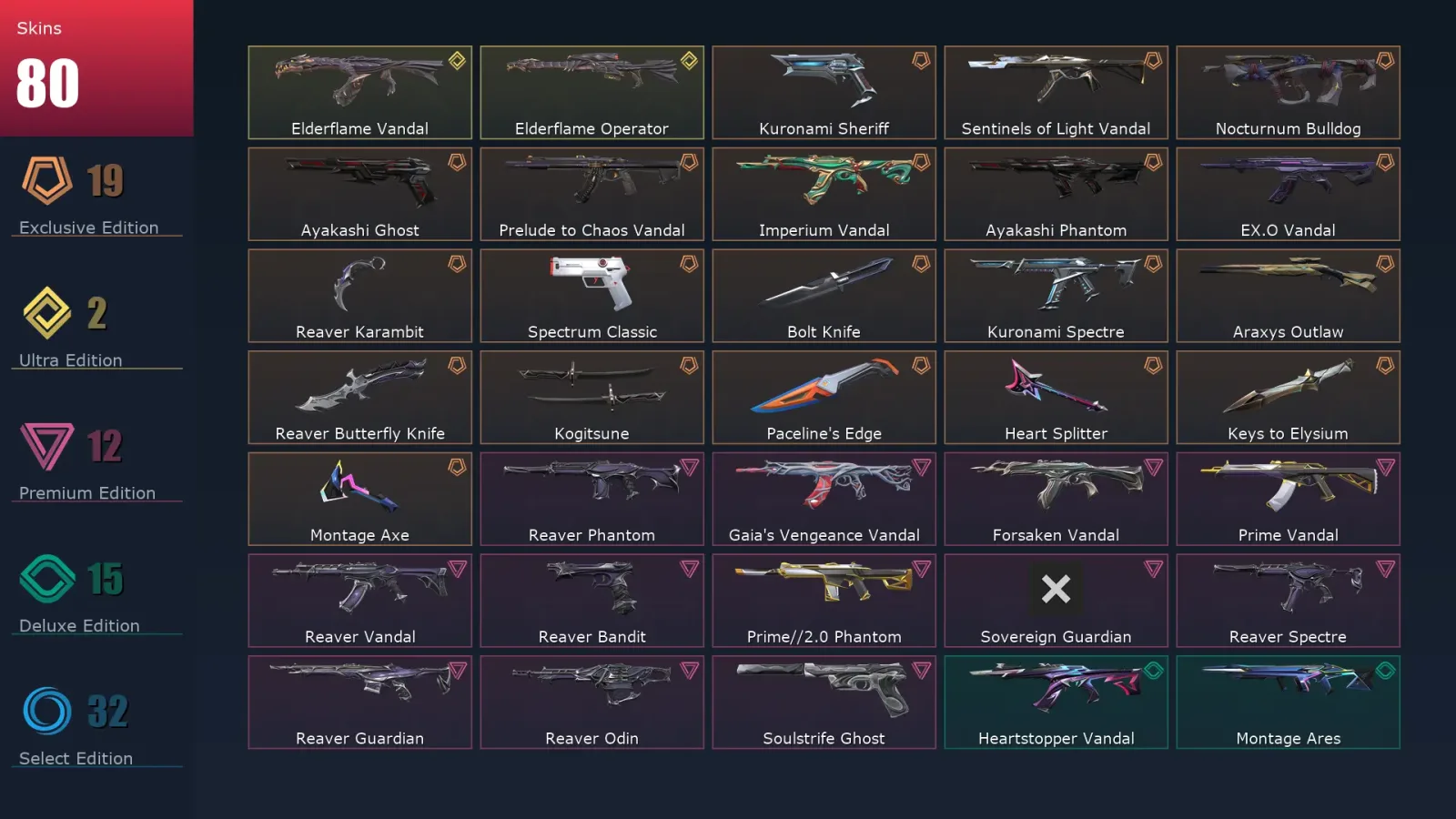 [Valorant] | EU | Level 88 | Diamond 1 | 24 Agents | 80 Skins — Valorant account