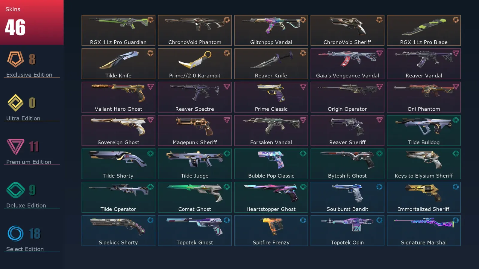 [Valorant] | EU | Level 306 | Diamond 1 | 29 Agents | 46 Skins