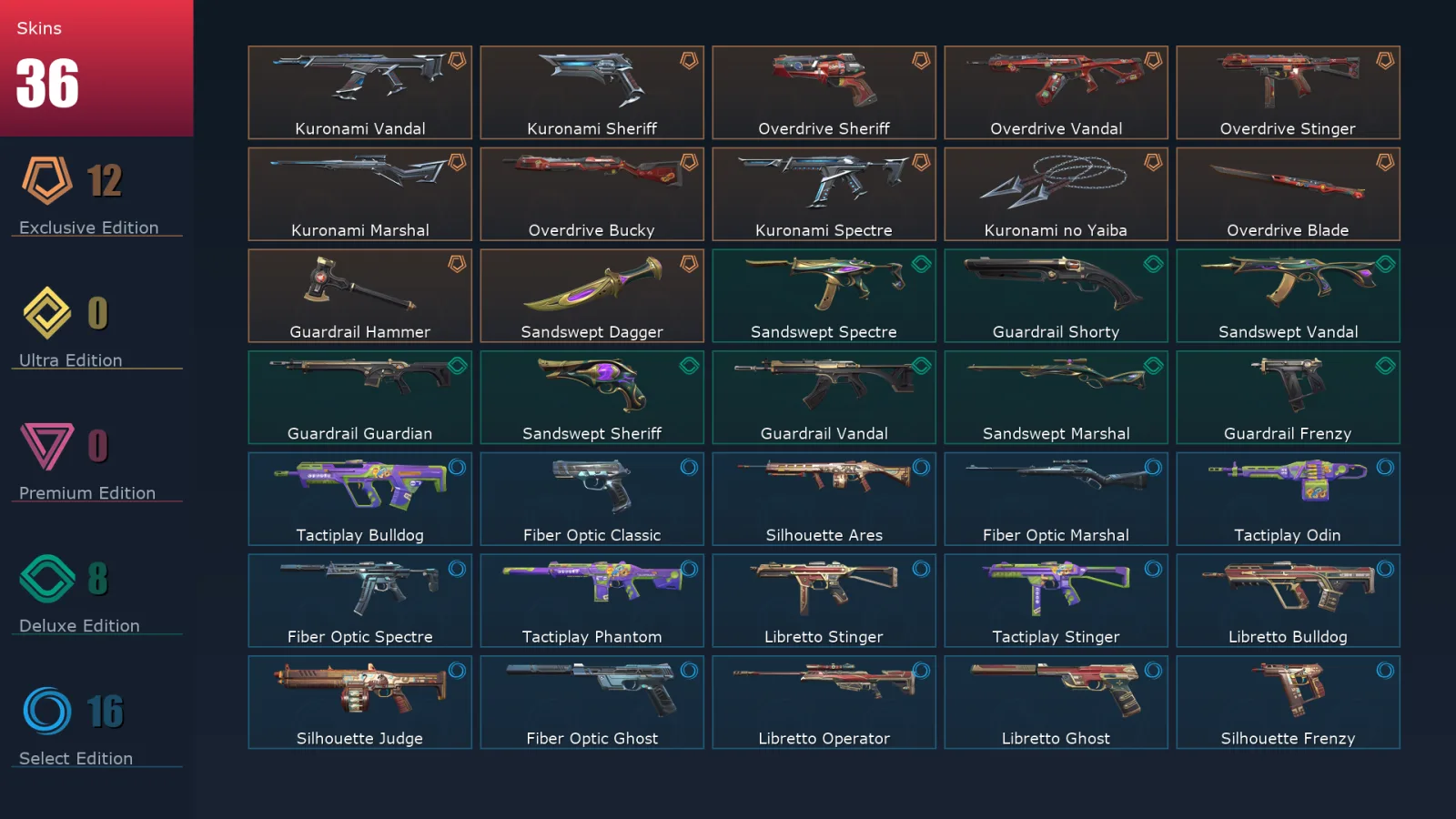 [Valorant] | EU | Level 82 | 20 Agents | 36 Skins