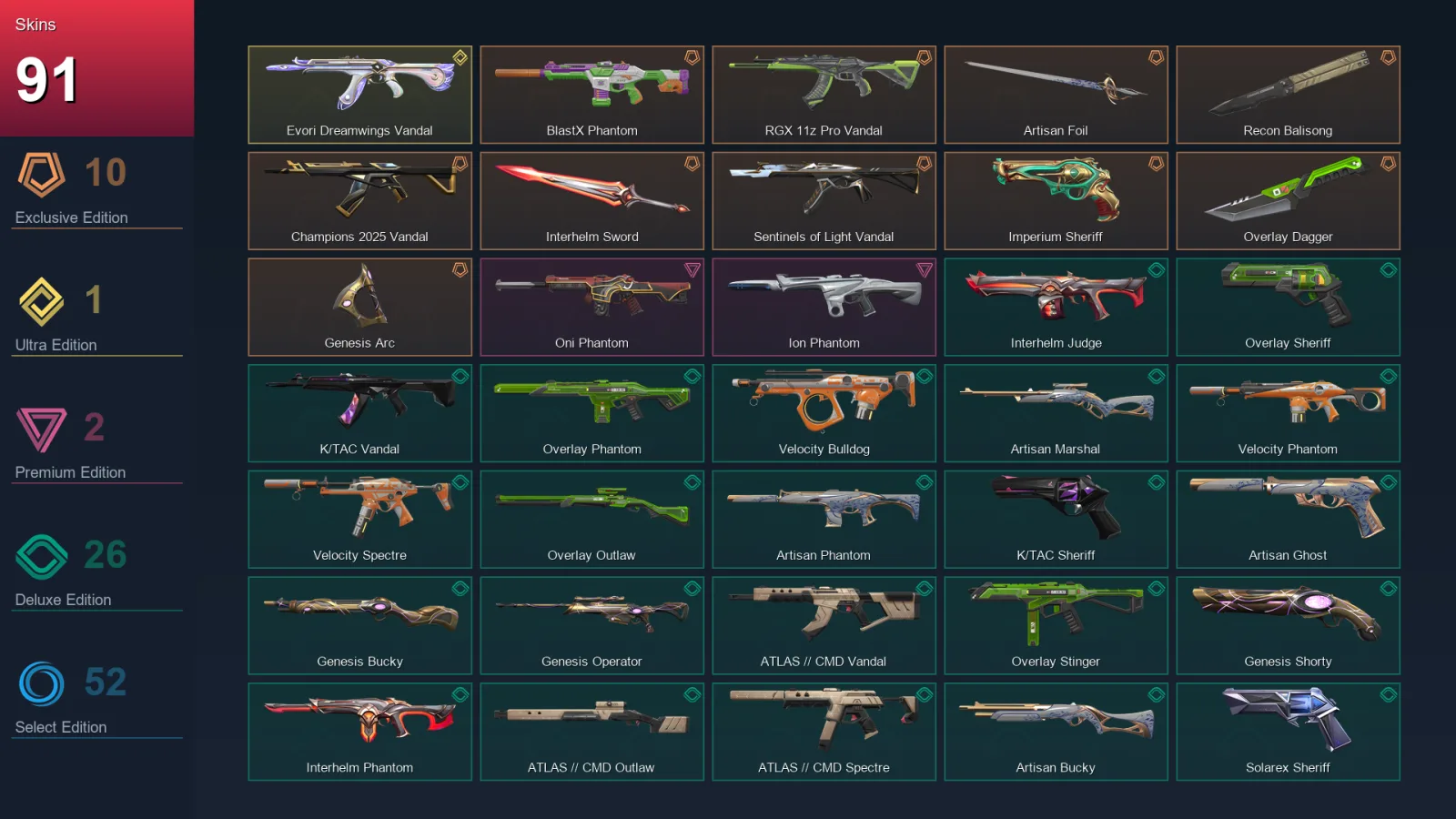 NA | Lv170 | Unranked | 91 Skin | 27 Agent | 114 Buddy — Valorant account