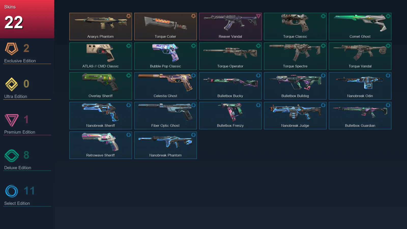 AP | Lv184 | Unranked | 22 Skin | 28 Agent | 71 Buddy — Valorant account