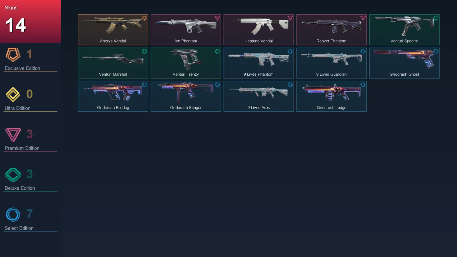 NA | Lv61 | Unranked | 14 Skin | 20 Agent | 21 Buddy