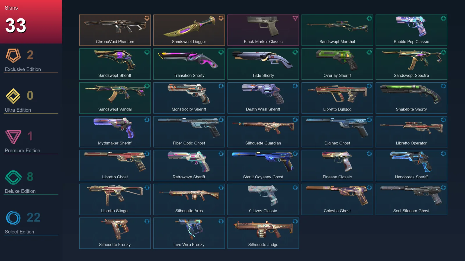 EU | Lv288 | Unranked | 33 Skin | 27 Agent | 91 Buddy — Valorant account