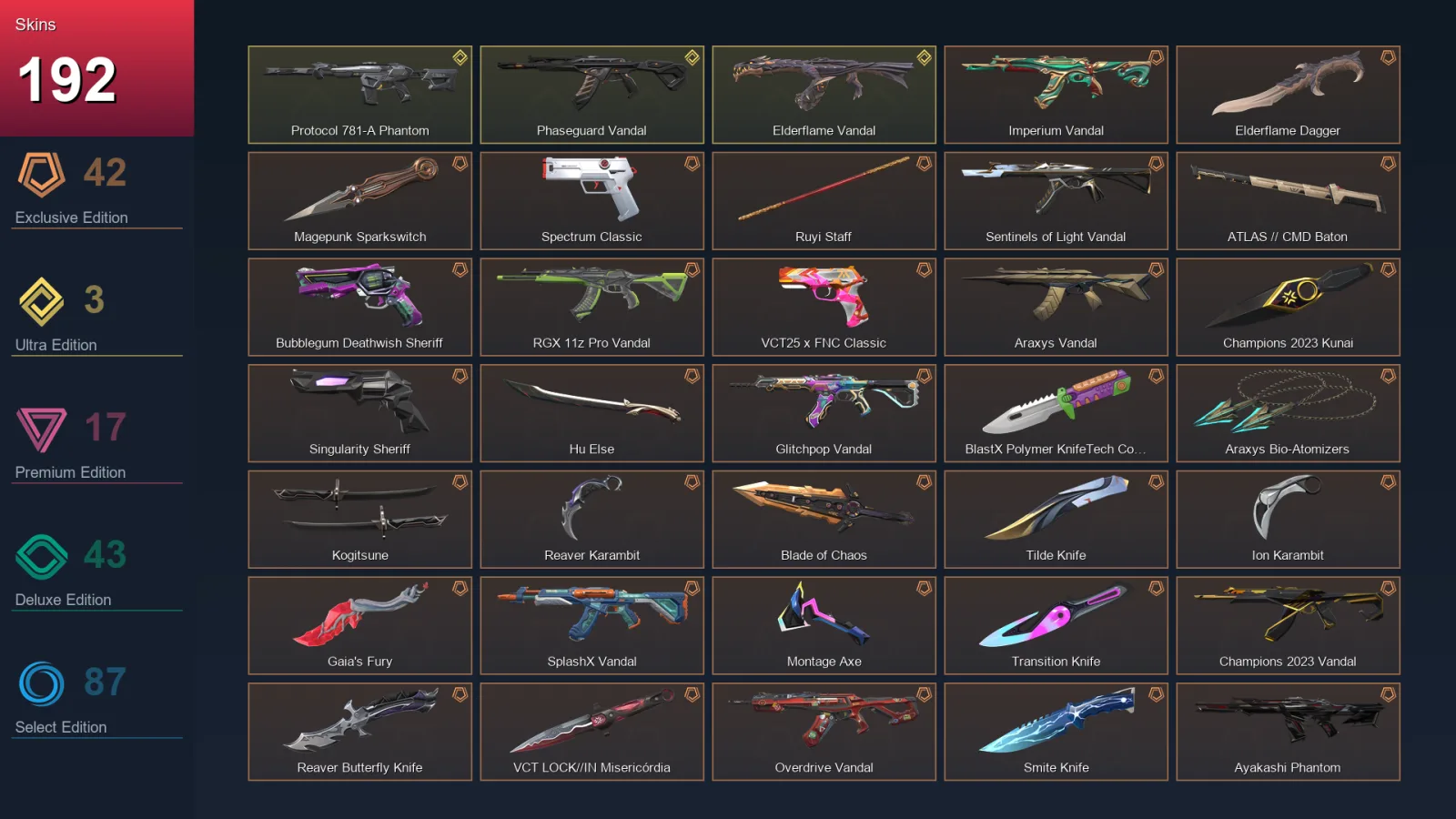 EU | Lv129 | Unranked | 192 Skin | 23 Agent | 139 Buddy — Hue Shift Shorty
