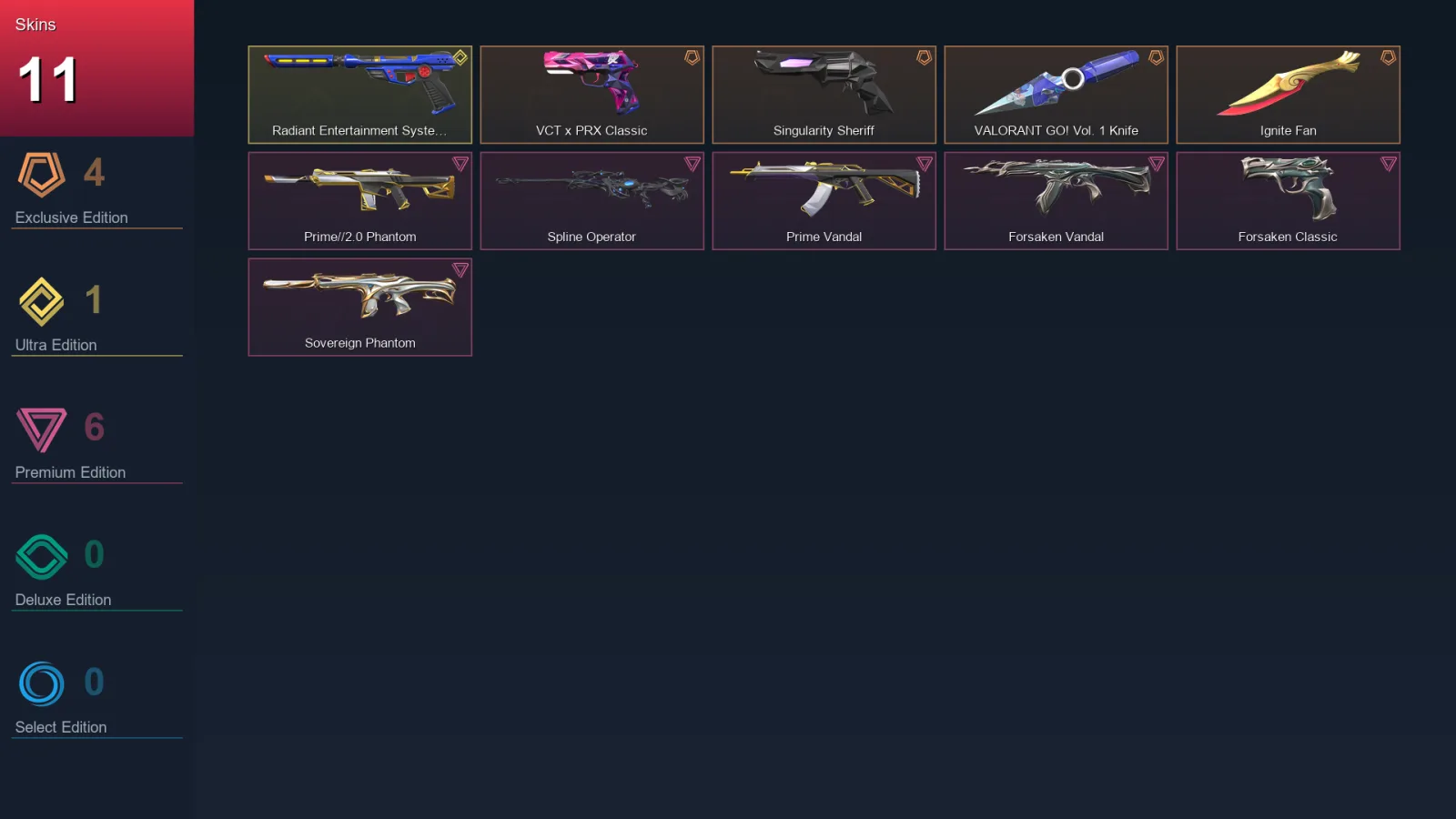 AP | Lv70 | Unranked | 11 Skin | 27 Agent | 39 Buddy