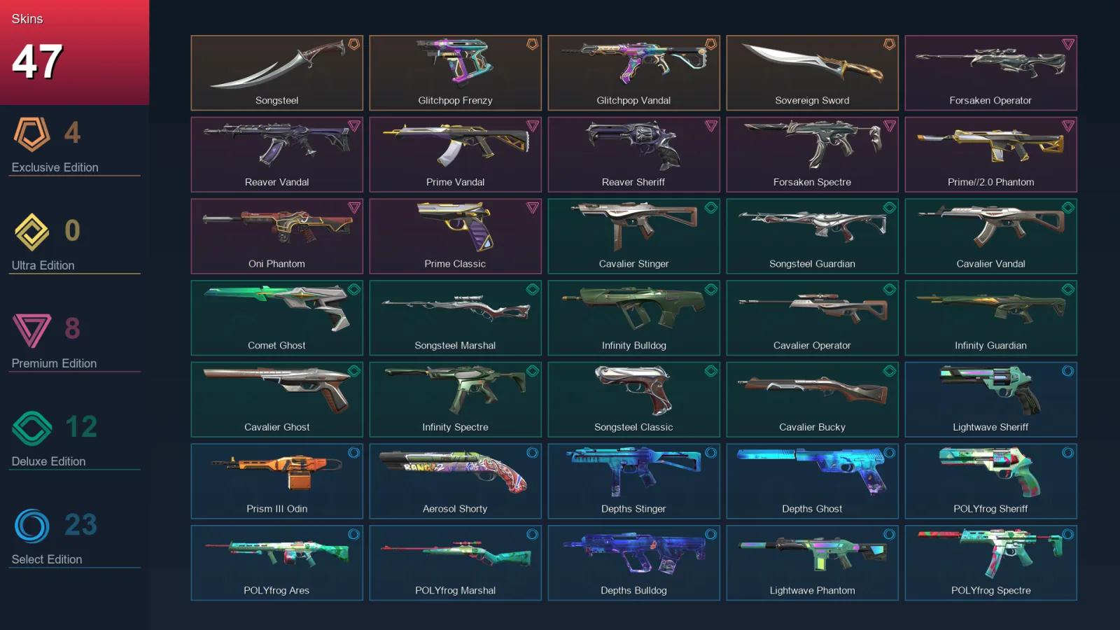 AP | Songsteel | Glitchpop Frenzy | Glitchpop Vandal | Sovereign Sword | 47 Skin | 24 Agent | 88 Buddy | Lv123