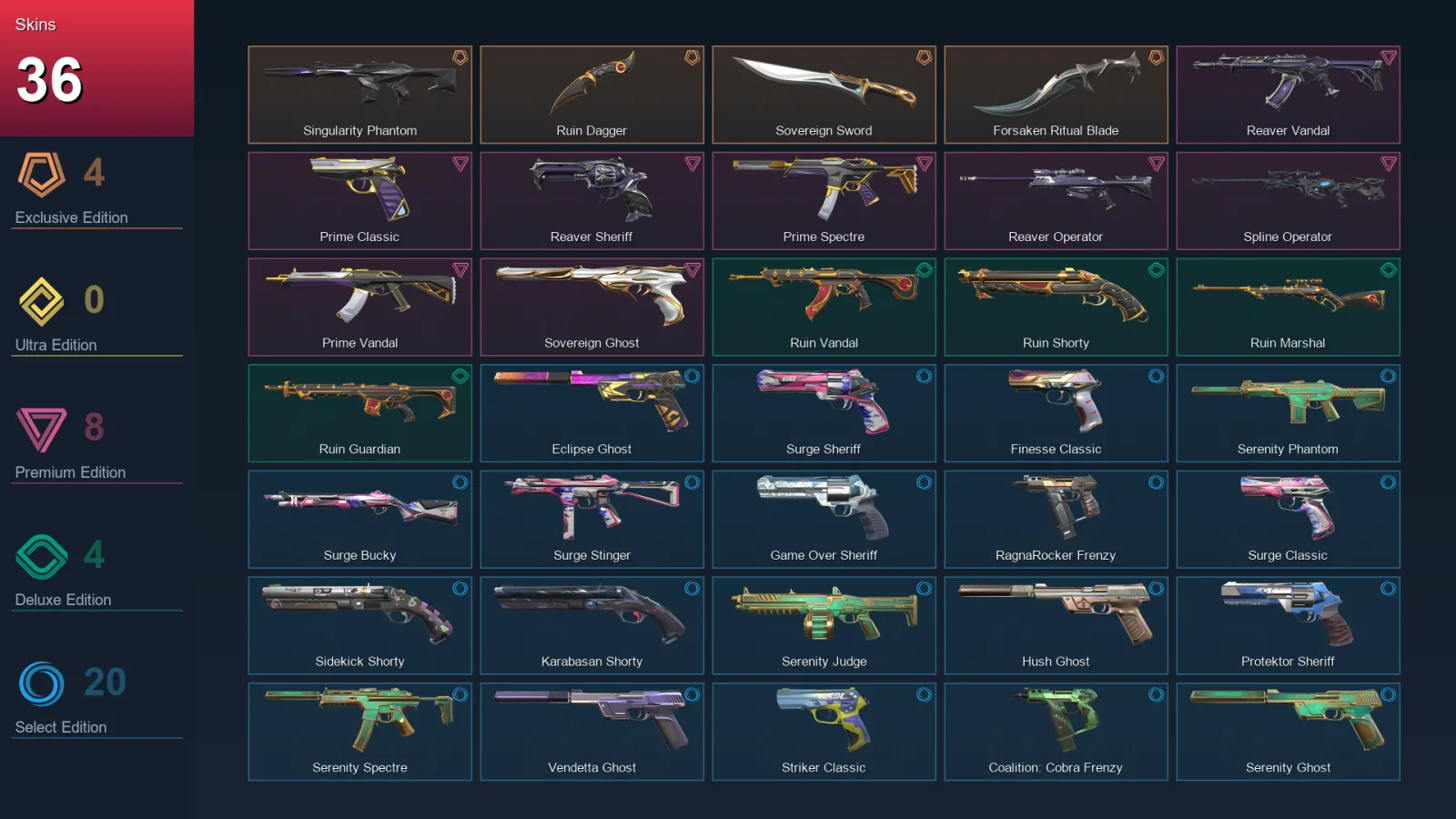 LA | Lv237 | Unranked | 36 Skin | 29 Agent | 109 Buddy