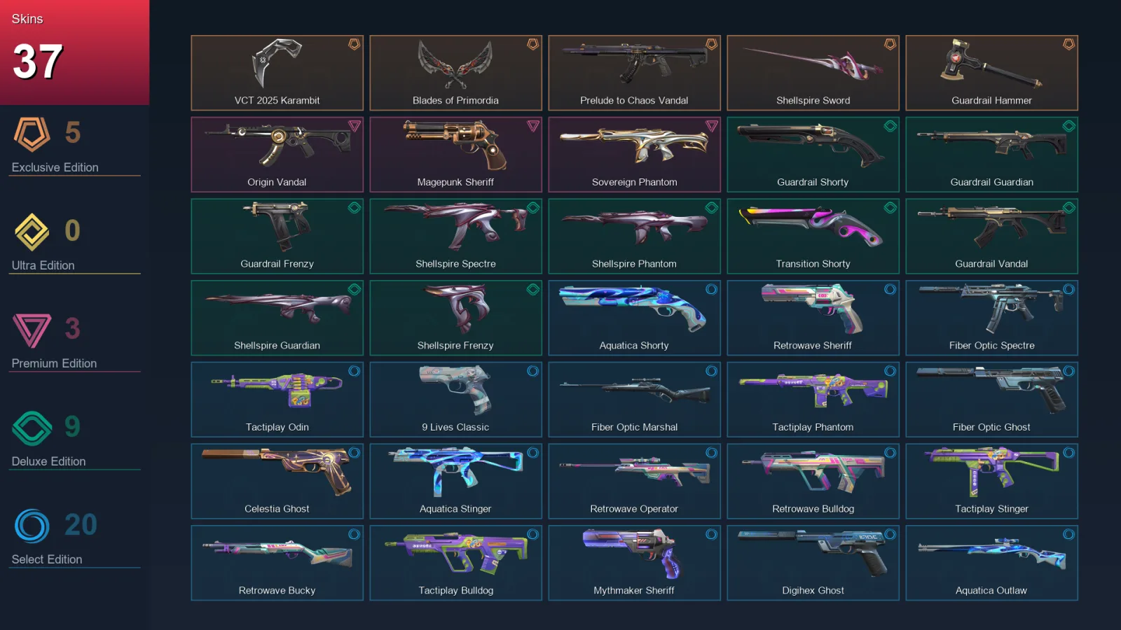 EU | Lv197 | Unranked | 37 Skin | 26 Agent | 91 Buddy — Unranked / Smurf Valorant