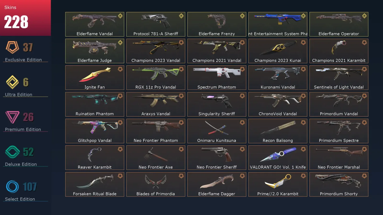 [Valorant] | EU | Level 205 | 25 Agents | 228 Skins — Valorant account