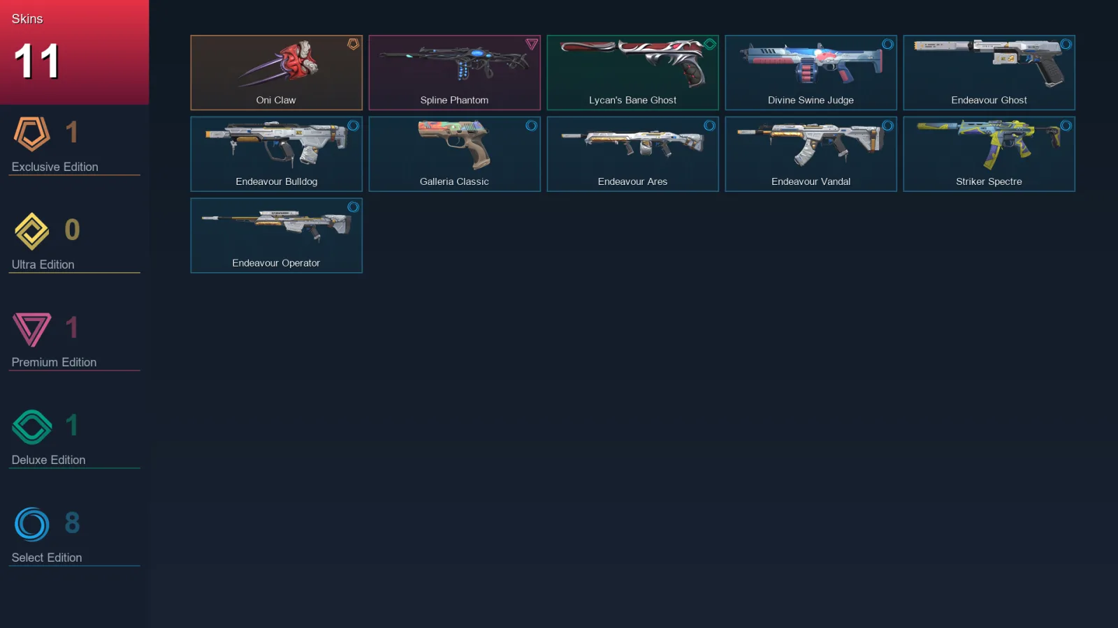 EU | Lv7 | Unranked | 11 Skin | 7 Agent | 3 Buddy
