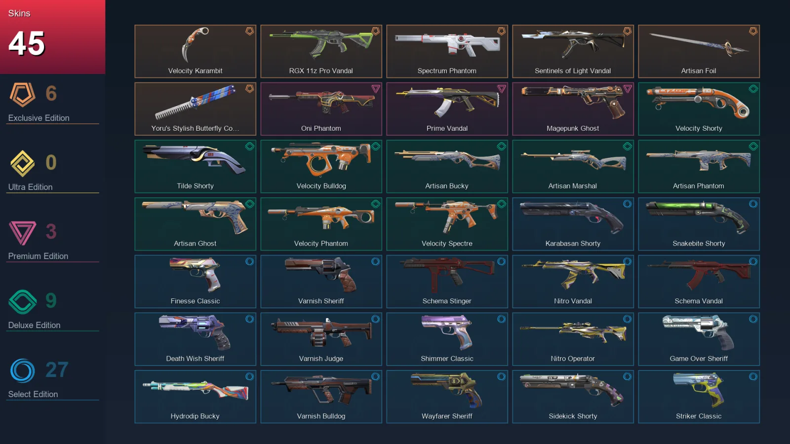 AP | Lv194 | Unranked | 45 Skin | 23 Agent | 82 Buddy