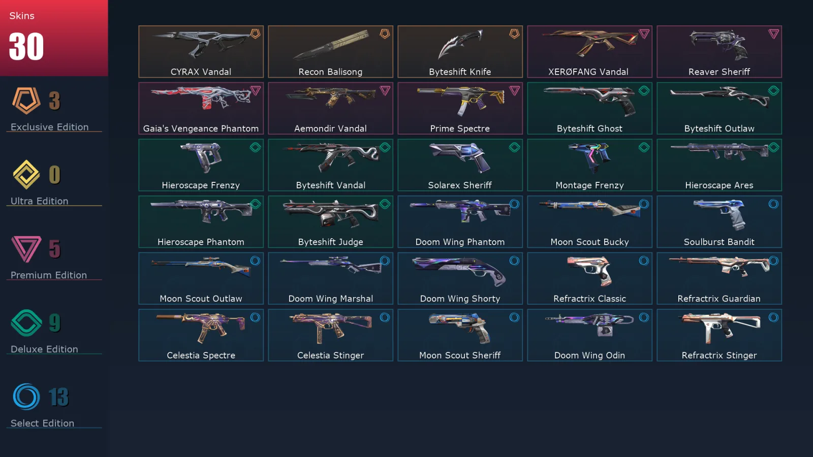 [Valorant] | EU | Level 92 | 28 Agents | 30 Skins