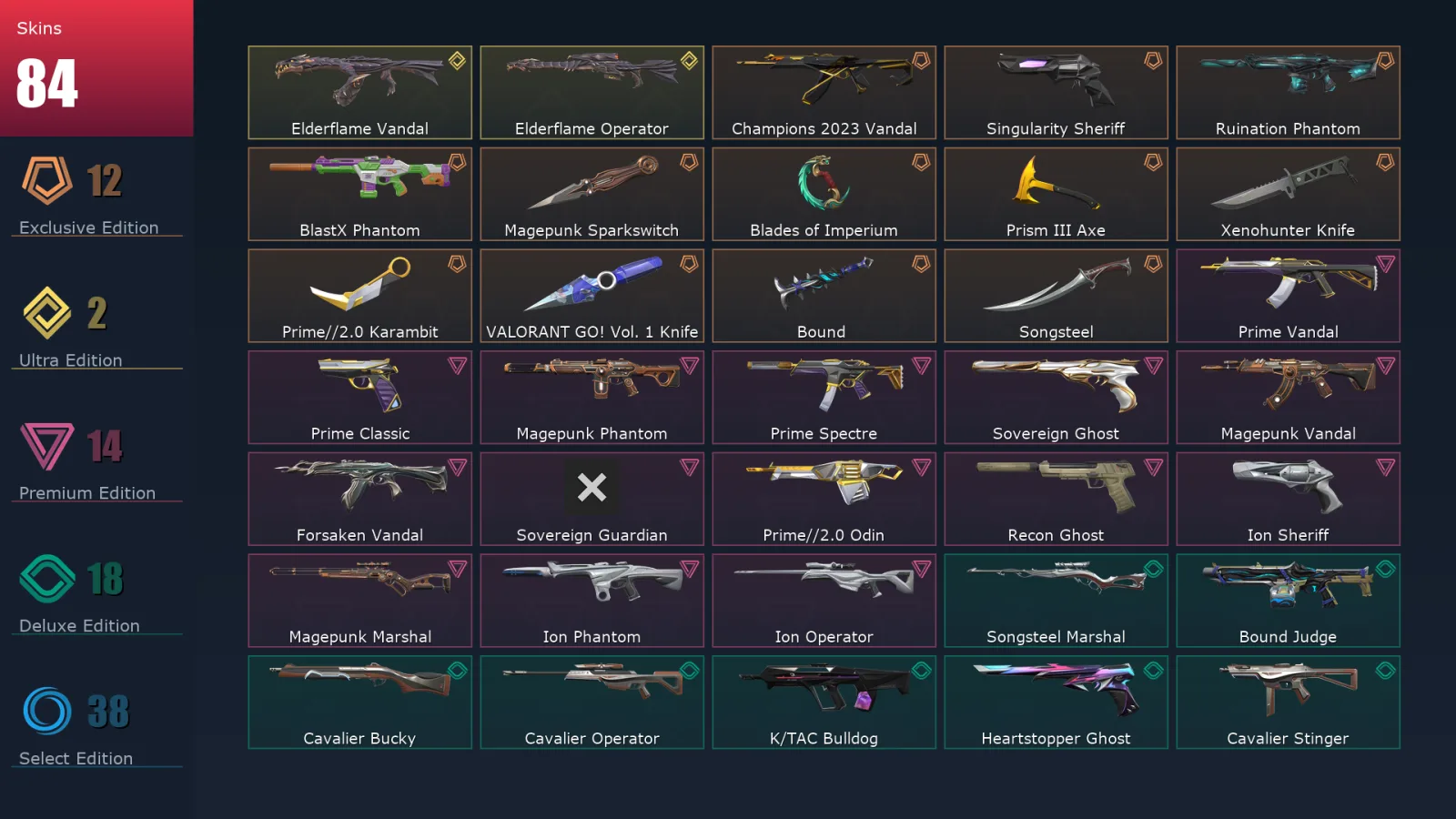 [Valorant] | EU | Level 207 | 28 Agents | 84 Skins