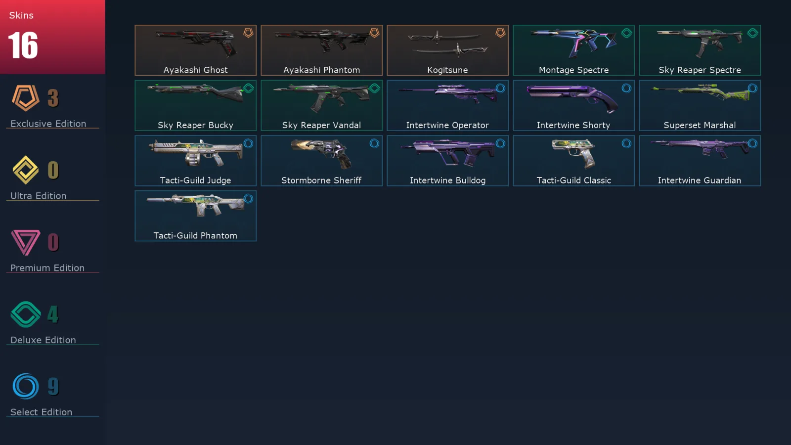 [Valorant] | EU | Level 24 | Platinum 1 | 9 Agents | 16 Skins