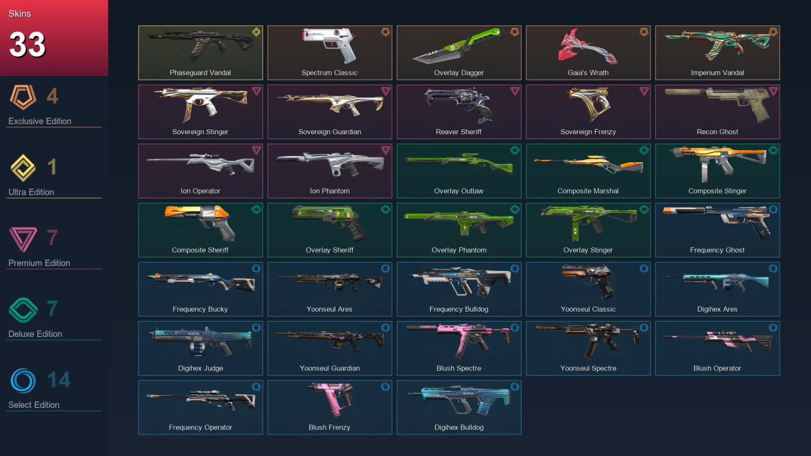AP | Lv64 | Unranked | 33 Skin | 24 Agent | 40 Buddy — Ion Phantom