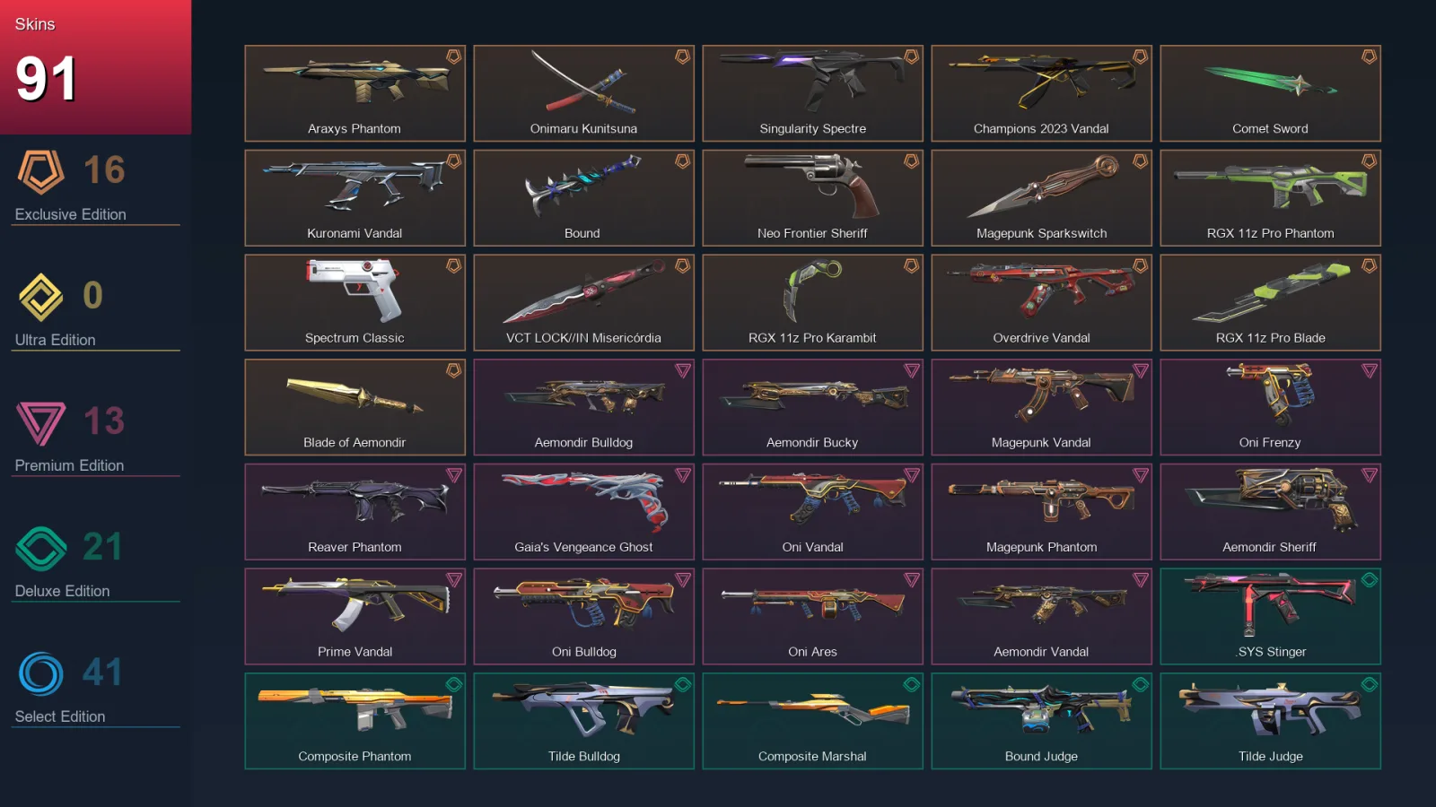 NA | Lv104 | Unranked | 91 Skin | 27 Agent | 74 Buddy